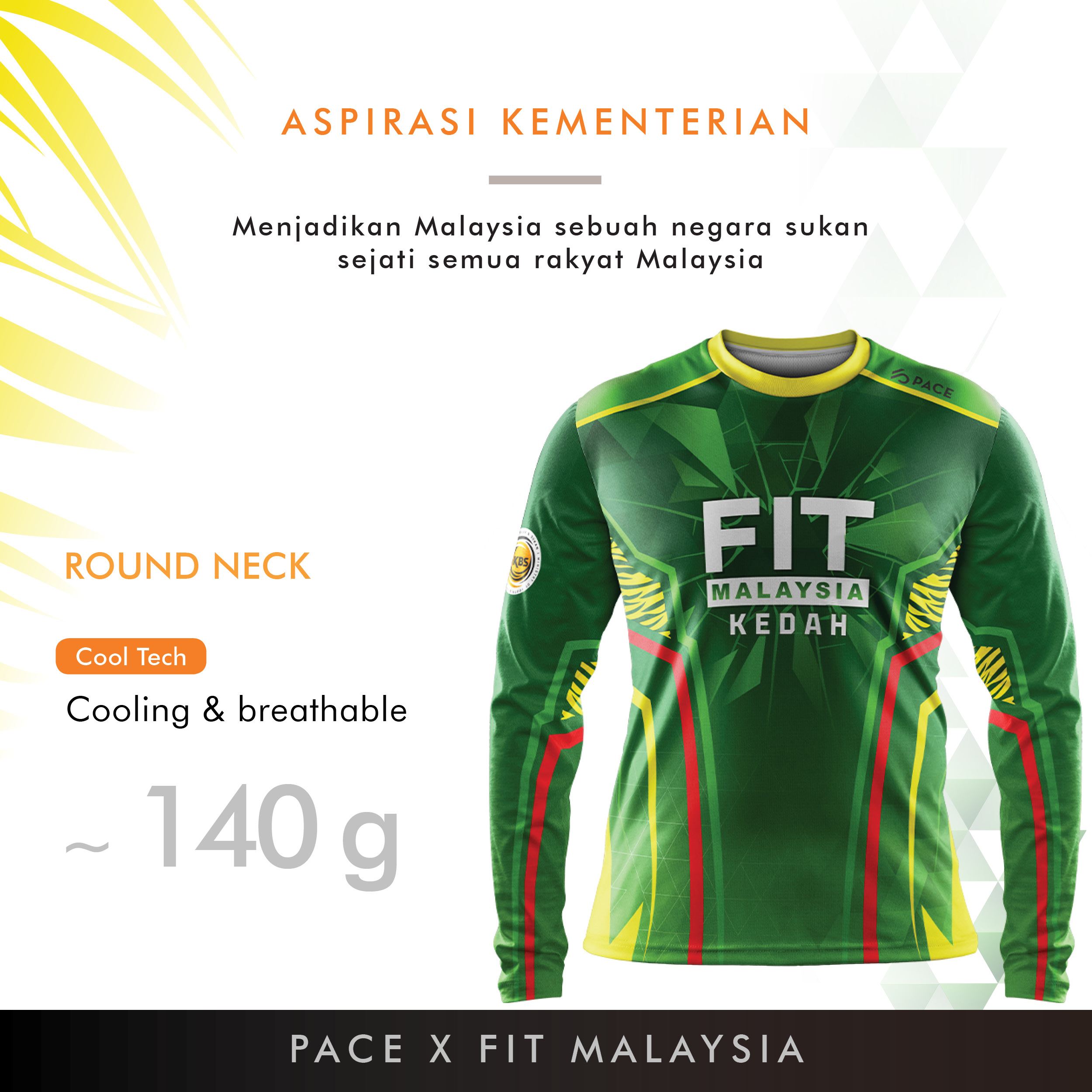 FIT MALAYSIA - KEDAH (JOM PAKAT FIT) R-NECK SHORT/LONG SLEEVE GREEN