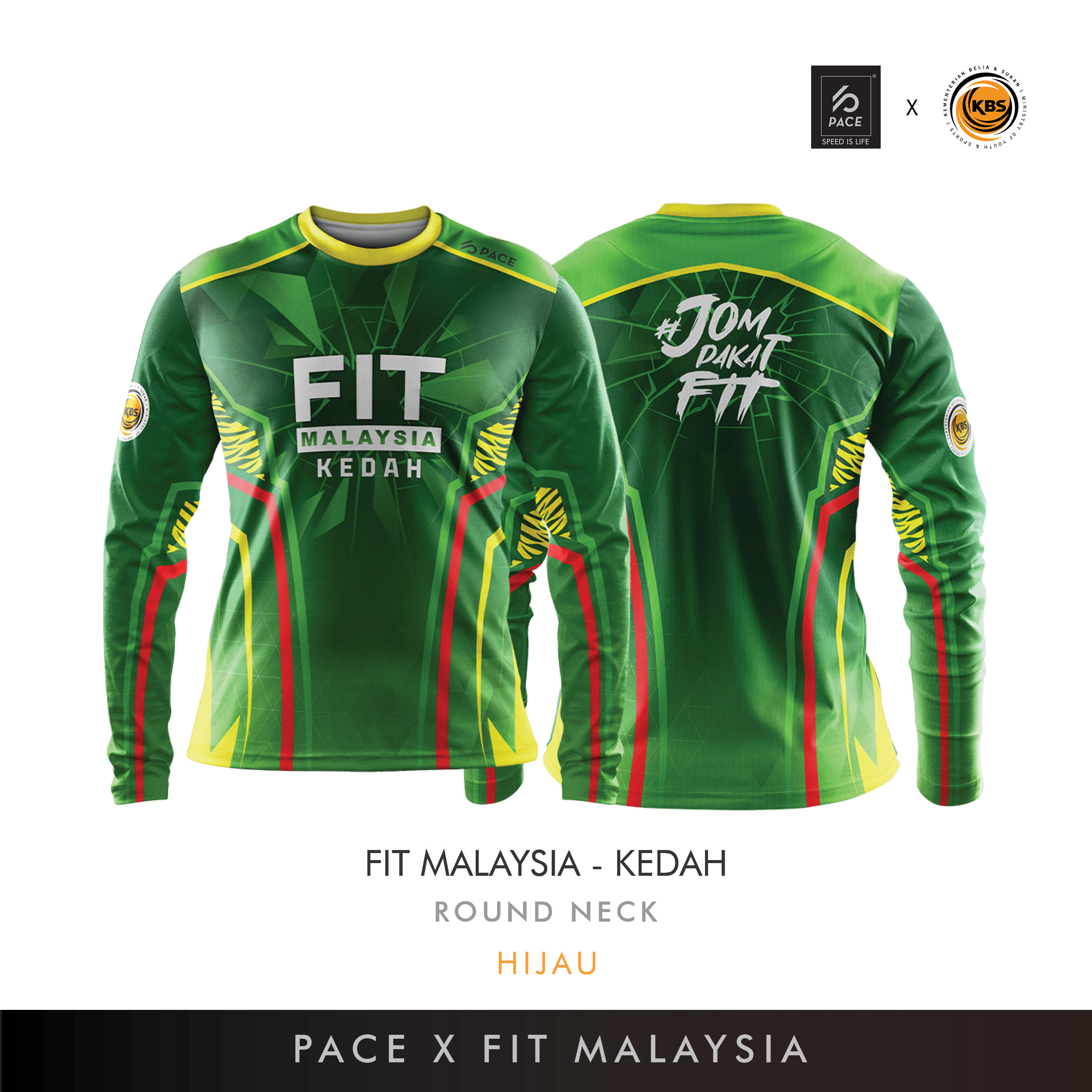 FIT MALAYSIA - KEDAH (JOM PAKAT FIT) R-NECK SHORT/LONG SLEEVE GREEN