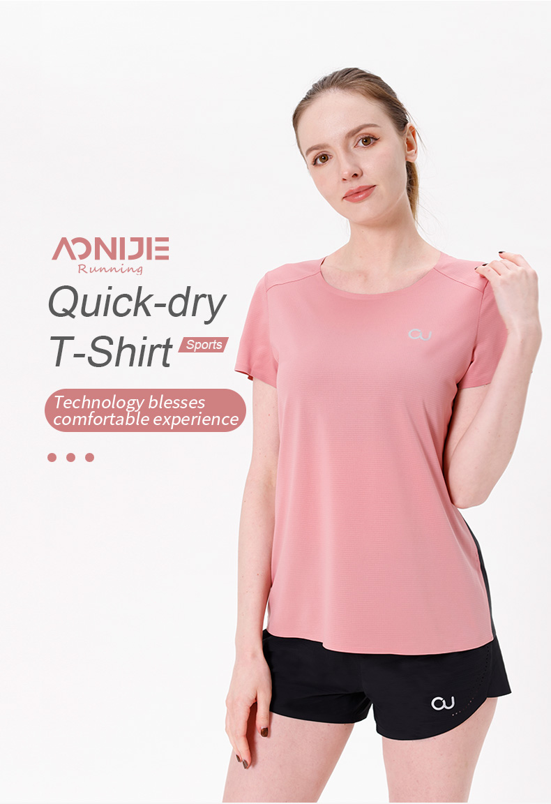 AONIJIE FW5117 Outdoor Female Breathable T-shirts Sports Running Gym Sweatshirt Short Sleeve Shirts Quick Drying Leisure Women Clothes