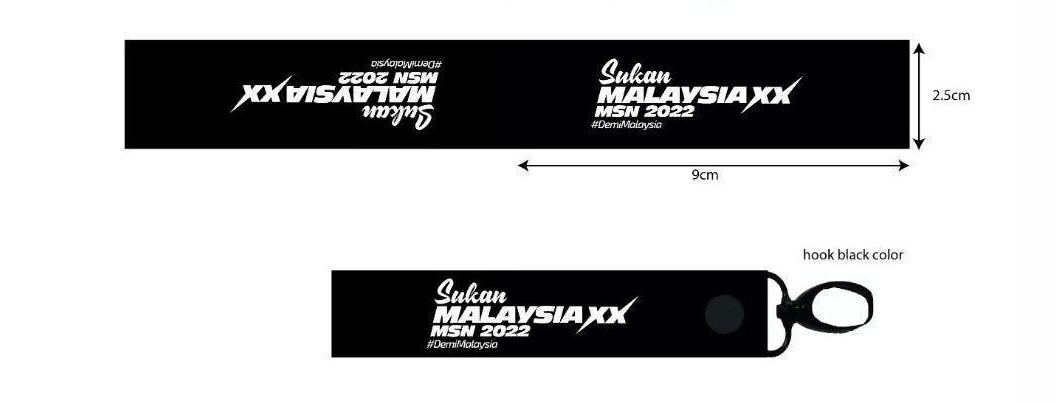 Sukan Malaysia XX MSN 2022 - Lanyard Key Chain Silk Screen Black and White with Black Hook