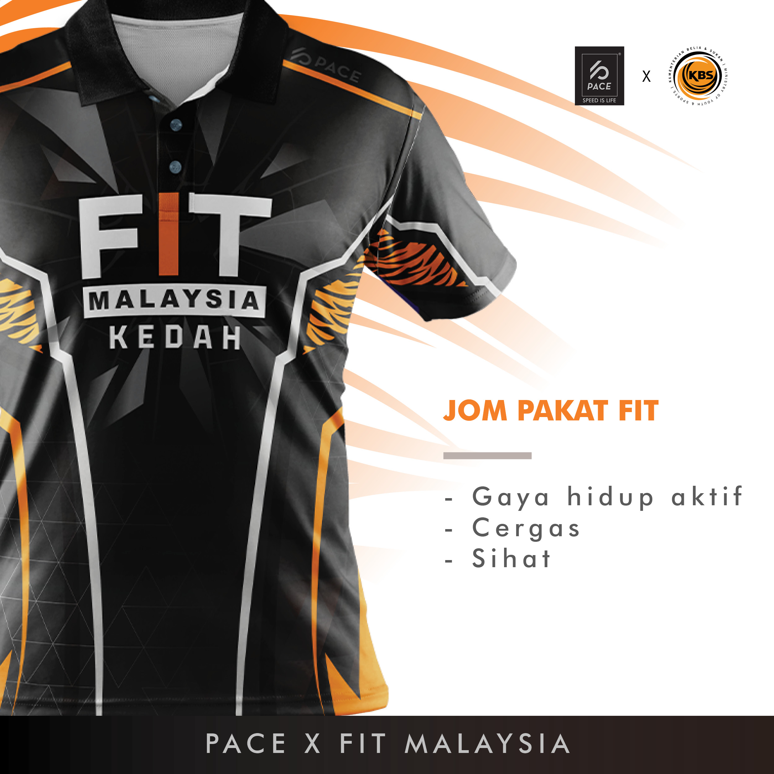 FIT MALAYSIA - KEDAH (JOM PAKAT FIT) POLO TEE BLACK