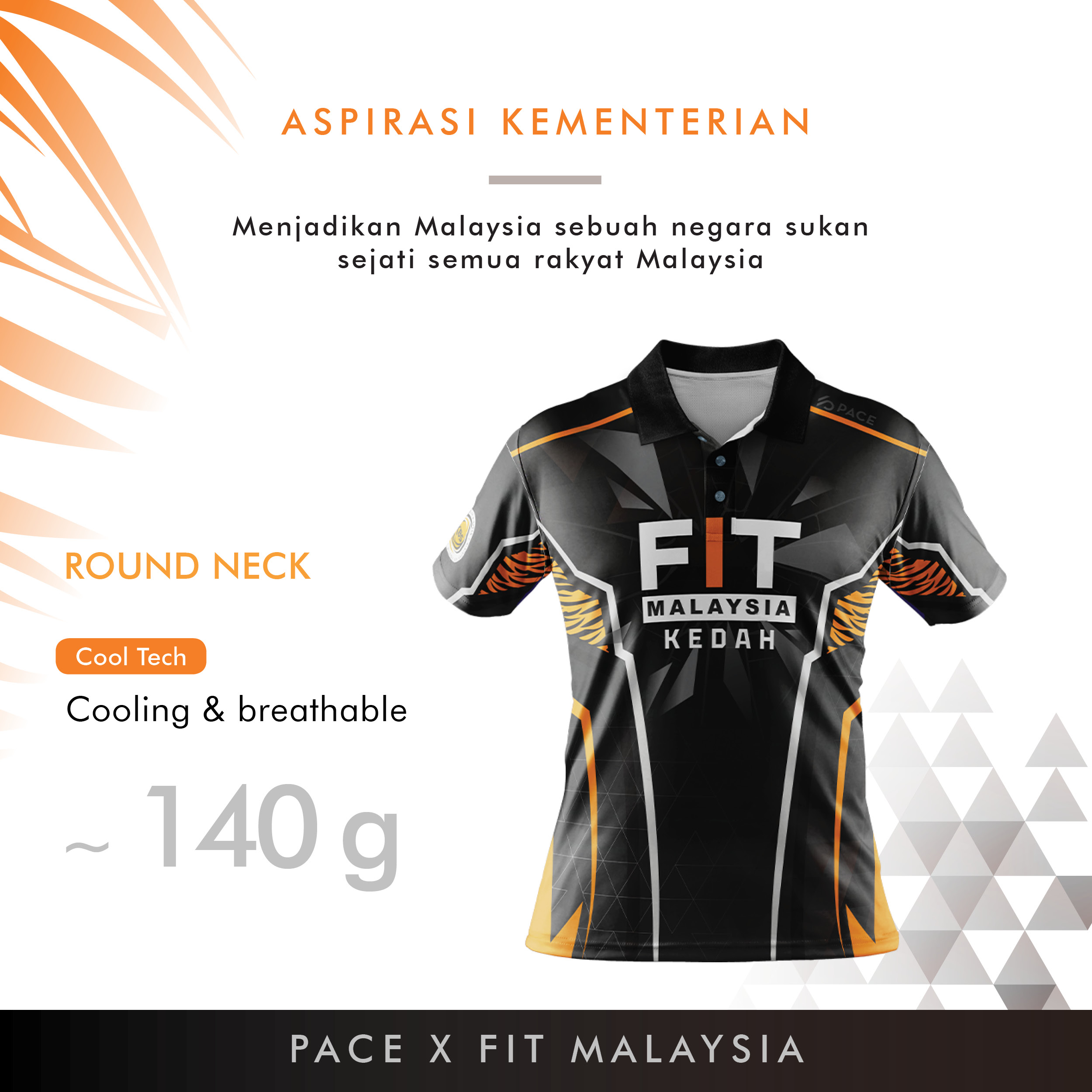 FIT MALAYSIA - KEDAH (JOM PAKAT FIT) POLO TEE BLACK