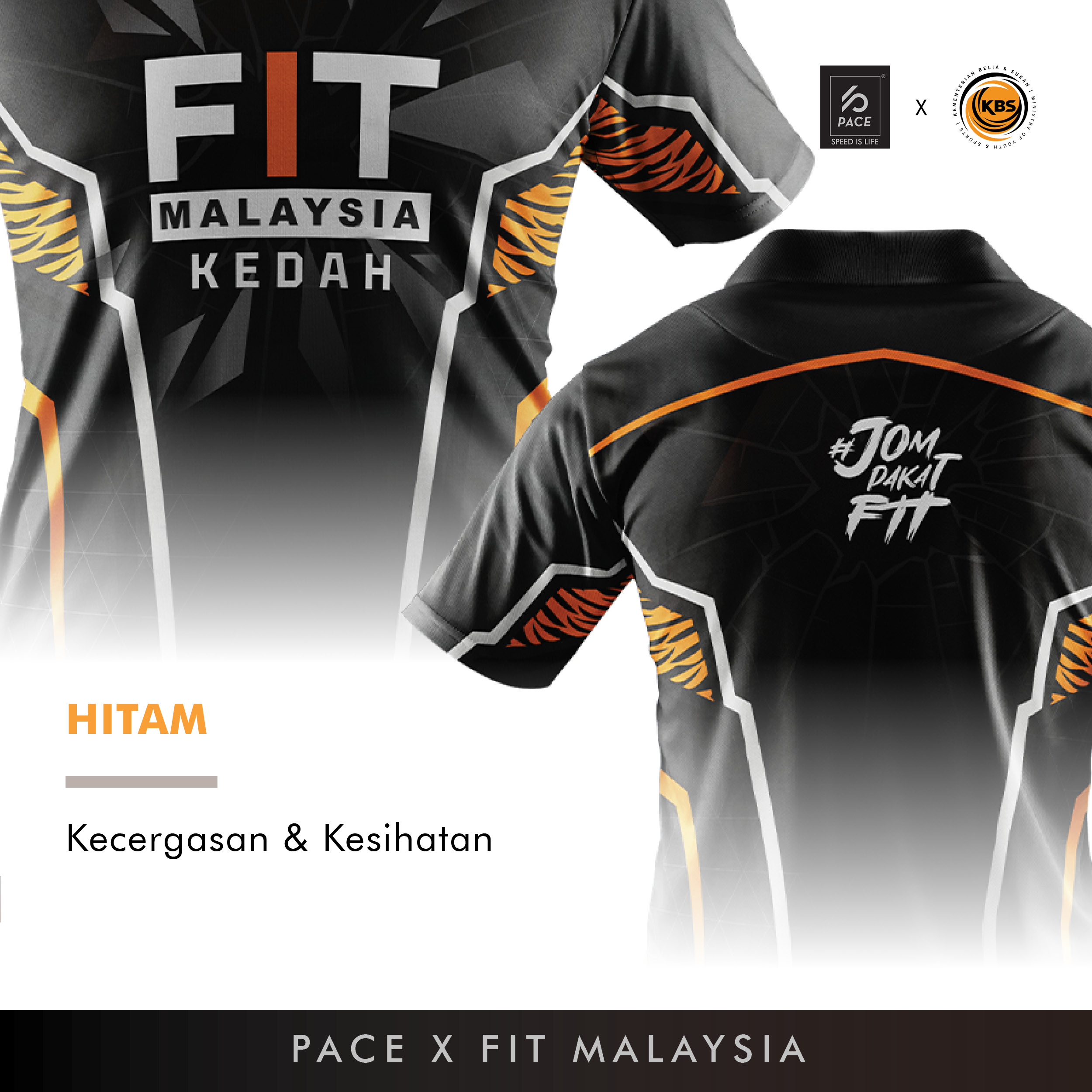 FIT MALAYSIA - KEDAH (JOM PAKAT FIT) POLO TEE BLACK