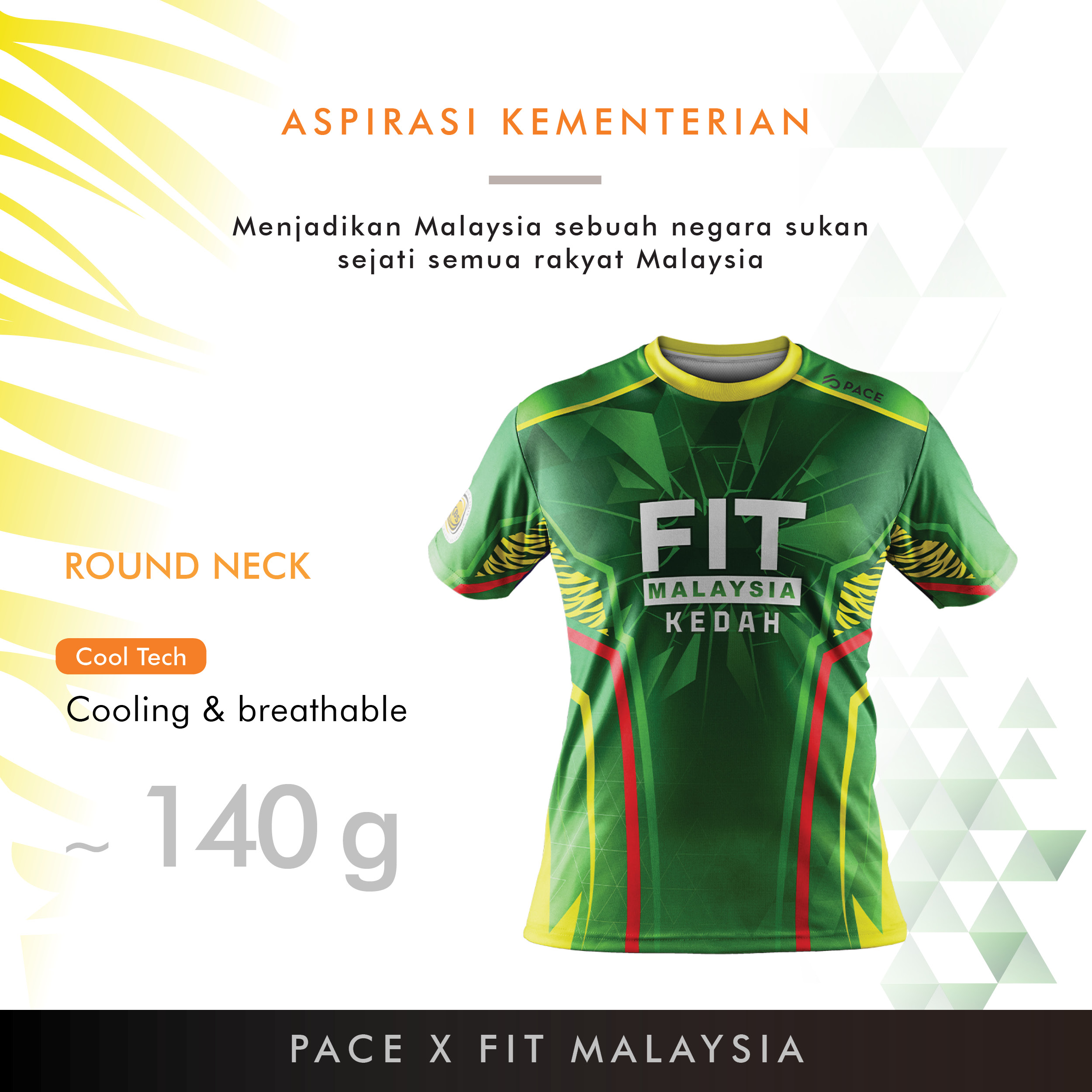 FIT MALAYSIA - KEDAH (JOM PAKAT FIT) R-NECK BLACK/GREEN KIDS