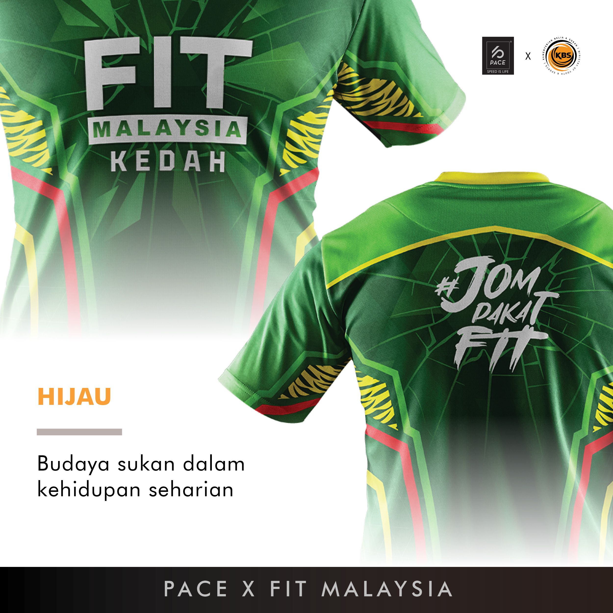 FIT MALAYSIA - KEDAH (JOM PAKAT FIT) R-NECK BLACK/GREEN KIDS