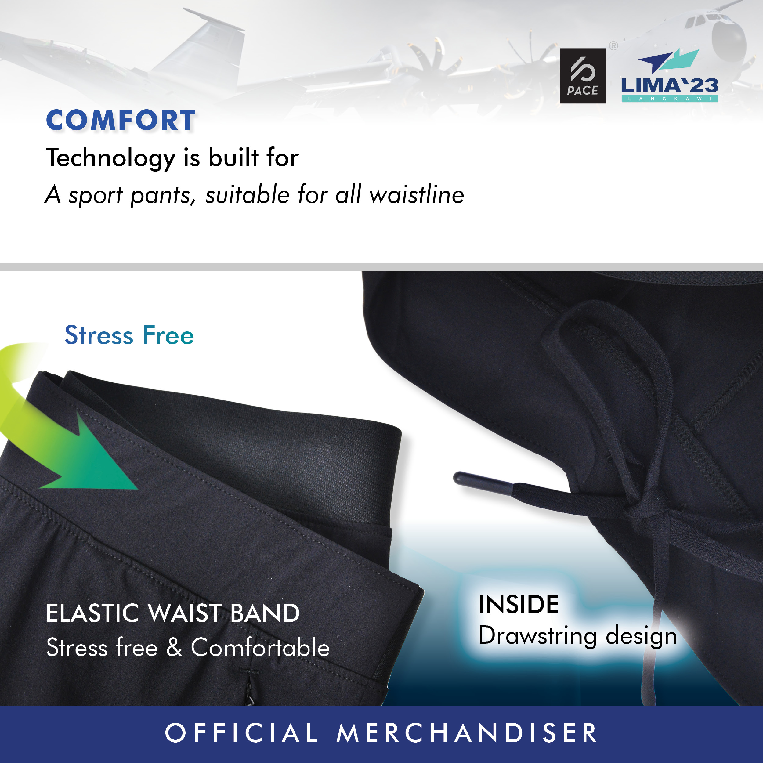 LIMA23 Black & Navy Tapered Running track Pants