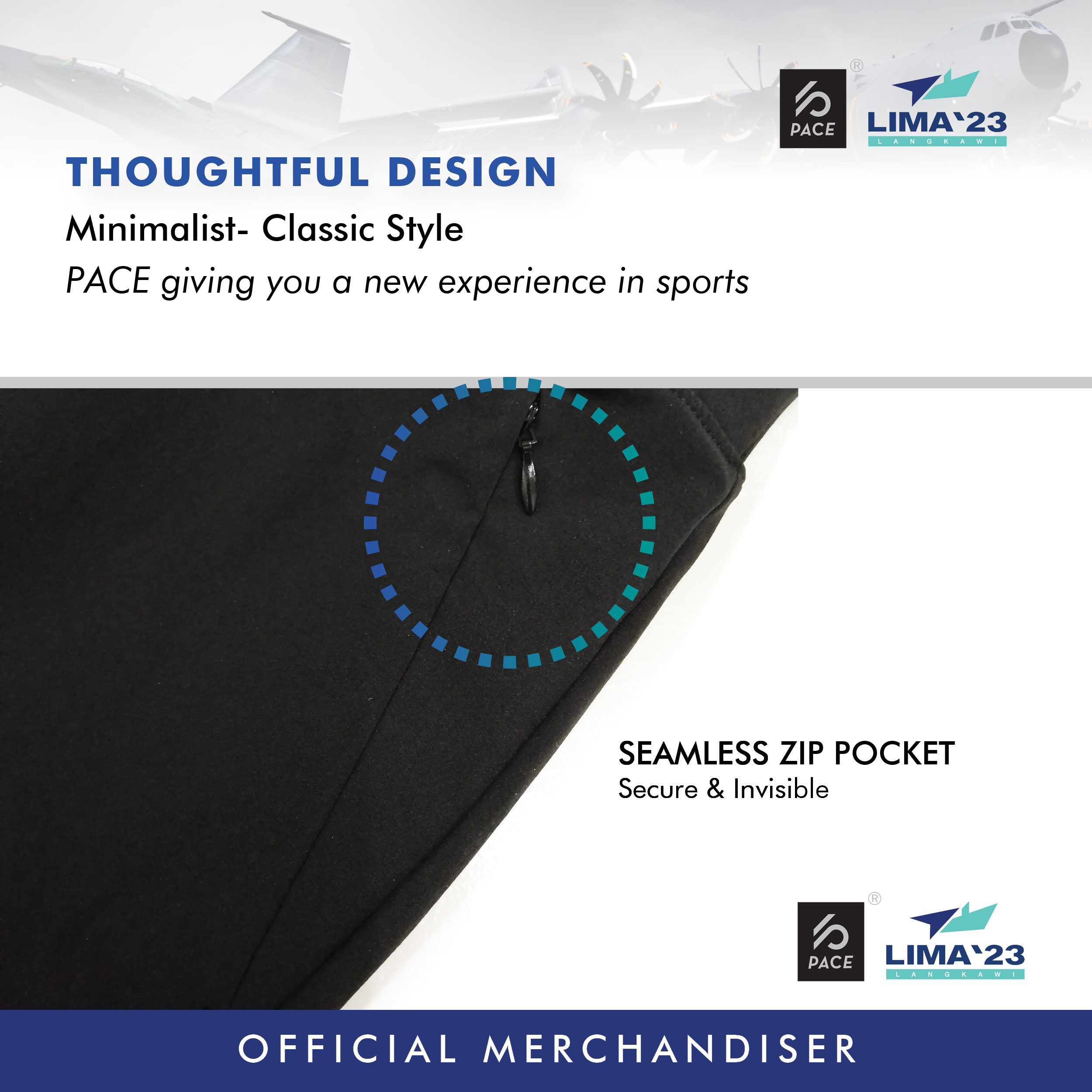 LIMA23 Black & Navy Tapered Running track Pants