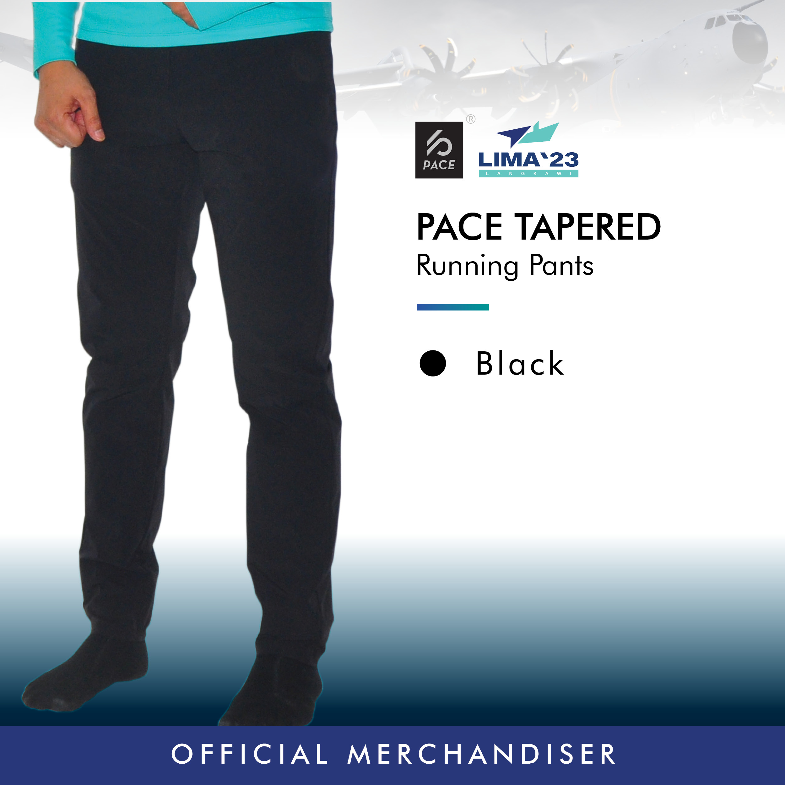 LIMA23 Black & Navy Tapered Running track Pants