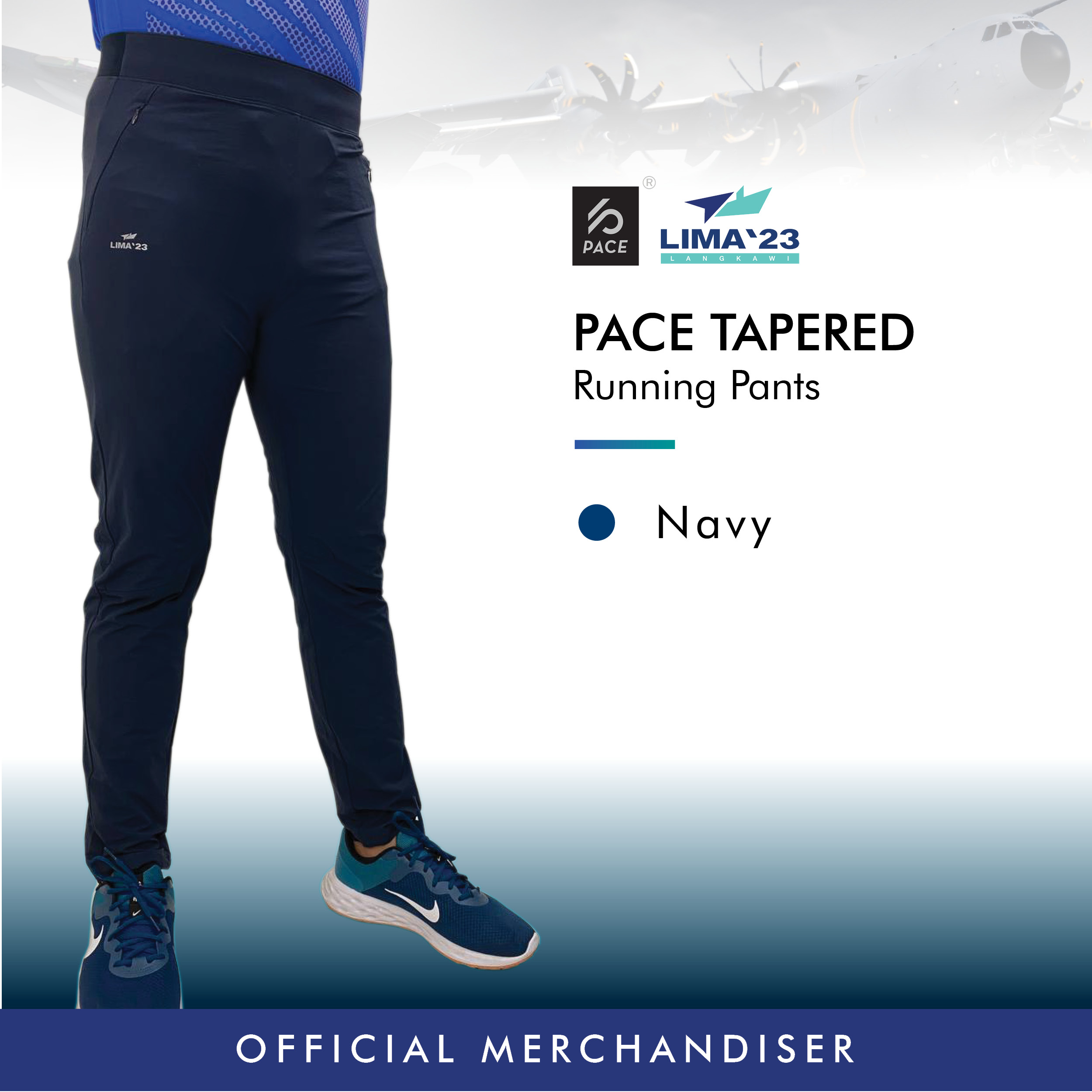 LIMA23 Black & Navy Tapered Running track Pants