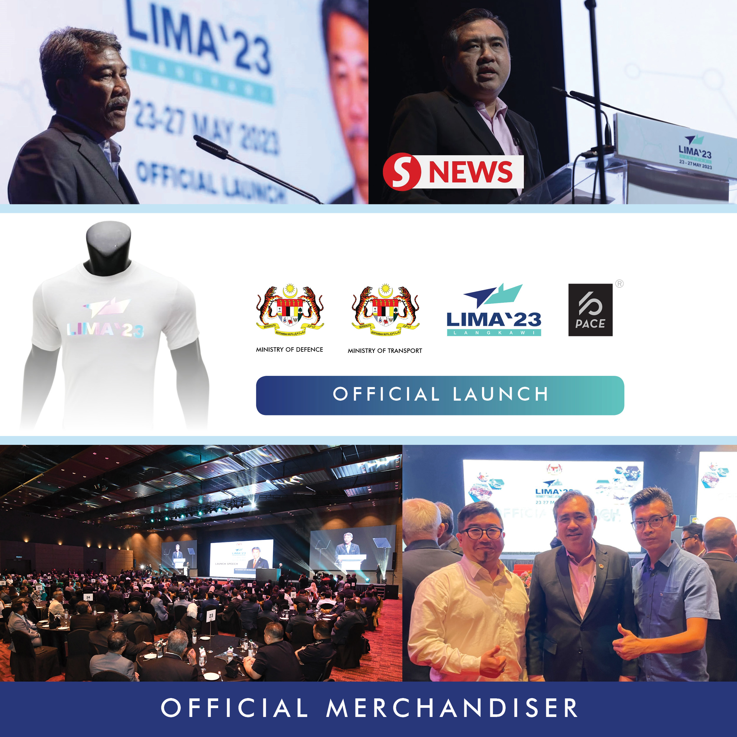 LIMA'23 Rainbow Reflective Tee Shirt Black, White, Navy & Tiffanny Blue