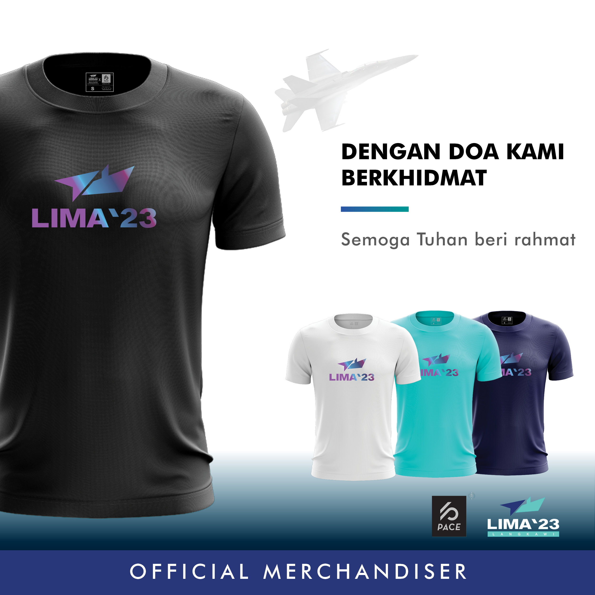 LIMA'23 Rainbow Reflective Tee Shirt Black, White, Navy & Tiffanny Blue