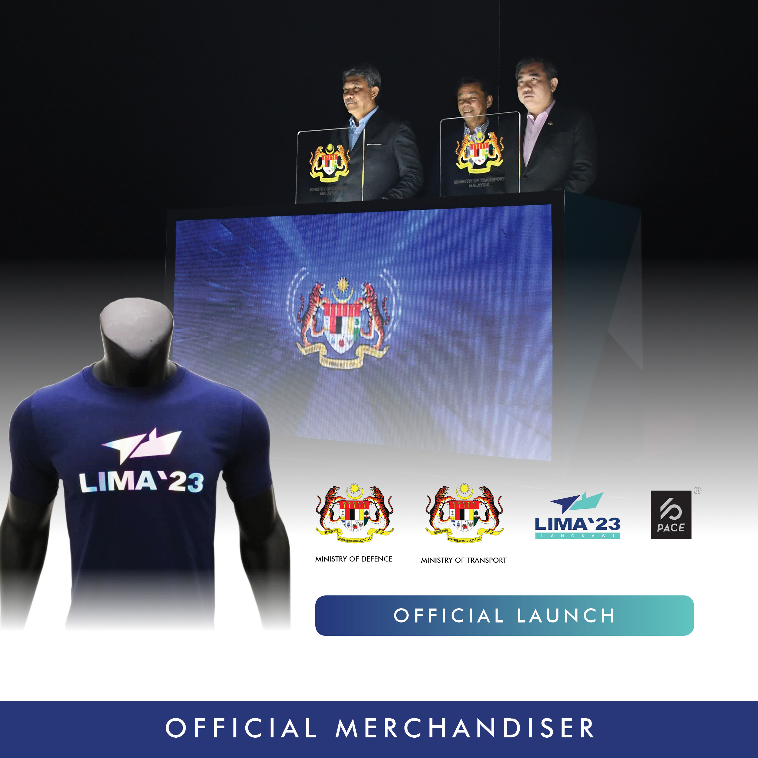 LIMA'23 Rainbow Reflective Tee Shirt Black, White, Navy & Tiffanny Blue