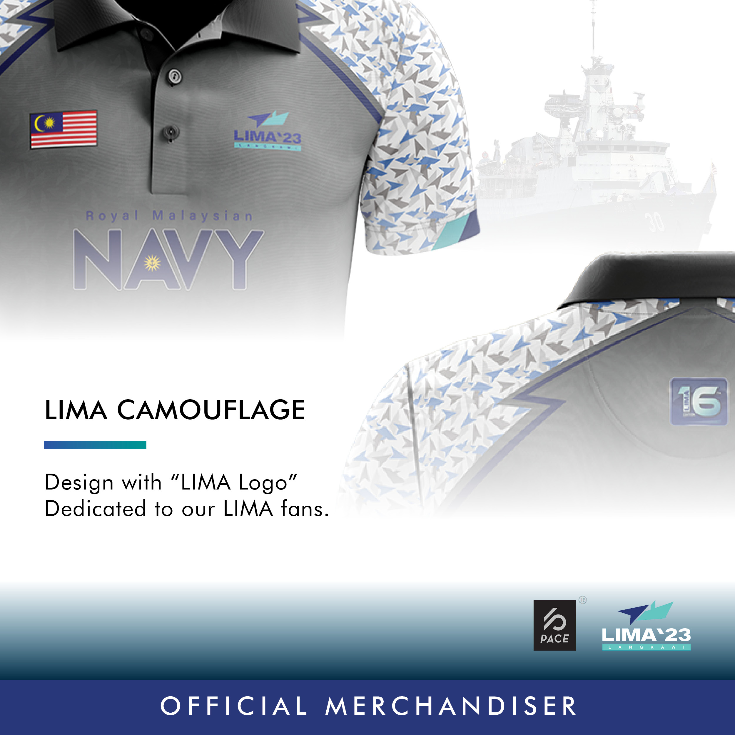 LIMA23 Navy Camo Polo Shirt