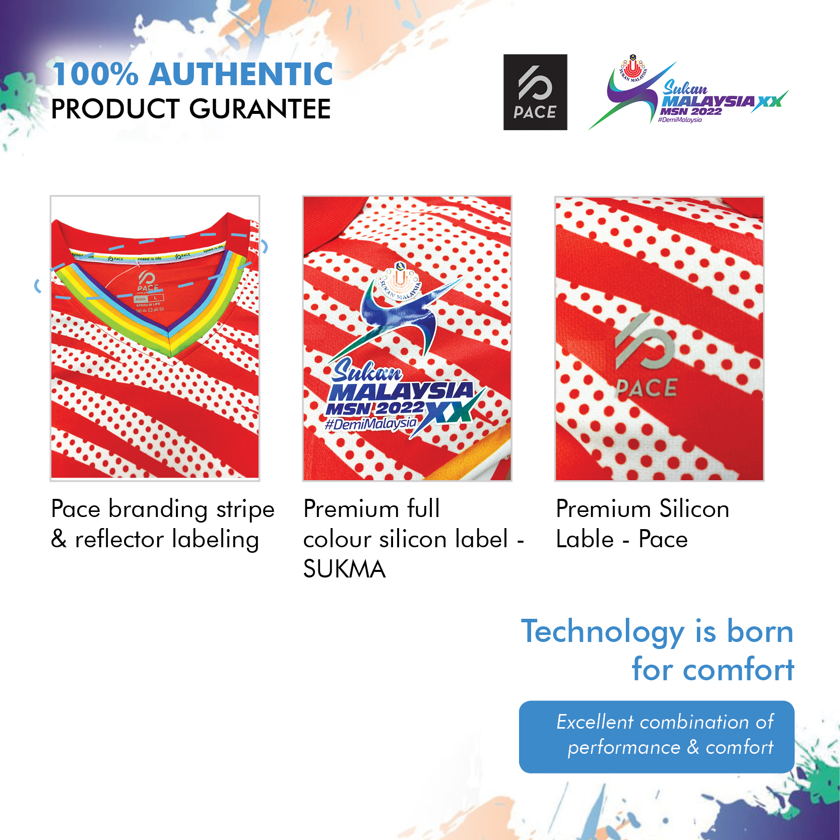 RED SPORT V NECK  T-SHIRT - Sukan Malaysia XX MSN 2022 SUKMA 20T610