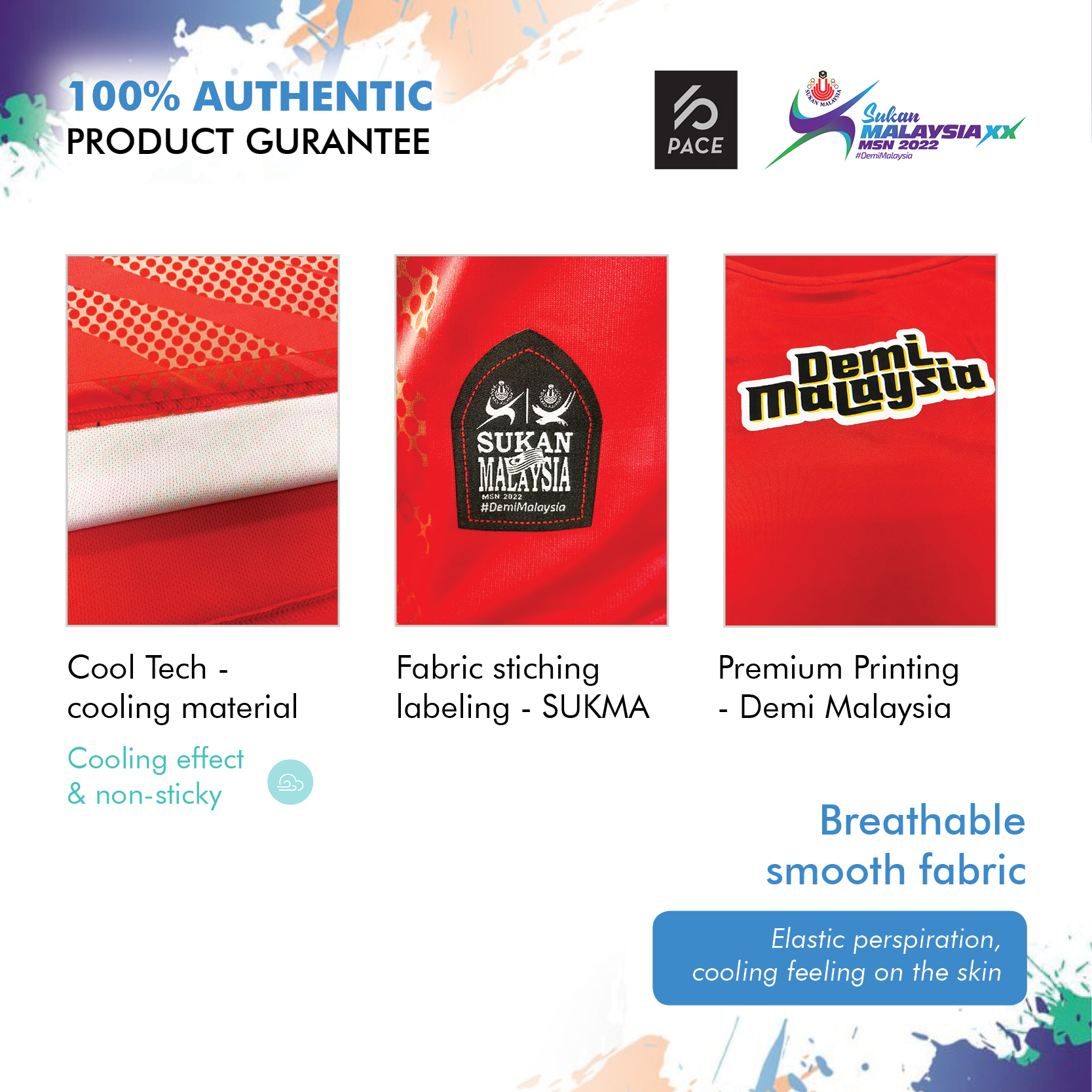 RED SPORT V NECK  T-SHIRT - Sukan Malaysia XX MSN 2022 SUKMA 20T610