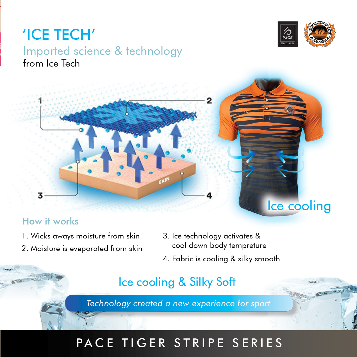 PACE TIGER STRIPE SERIES -TEAM MALAYSIA POLO TEE - ORG