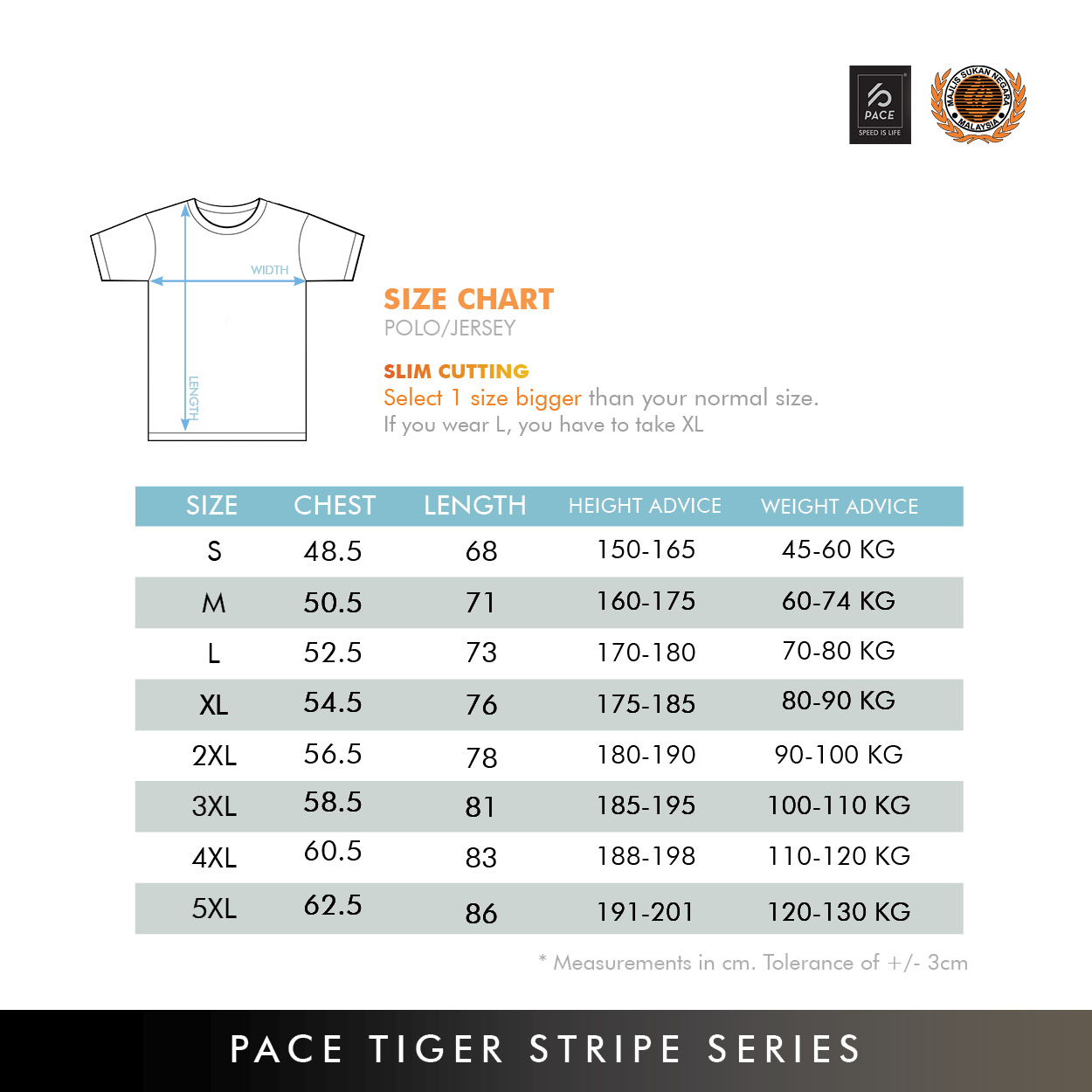 PACE TIGER STRIPE SERIES -TEAM MALAYSIA POLO TEE - ORG