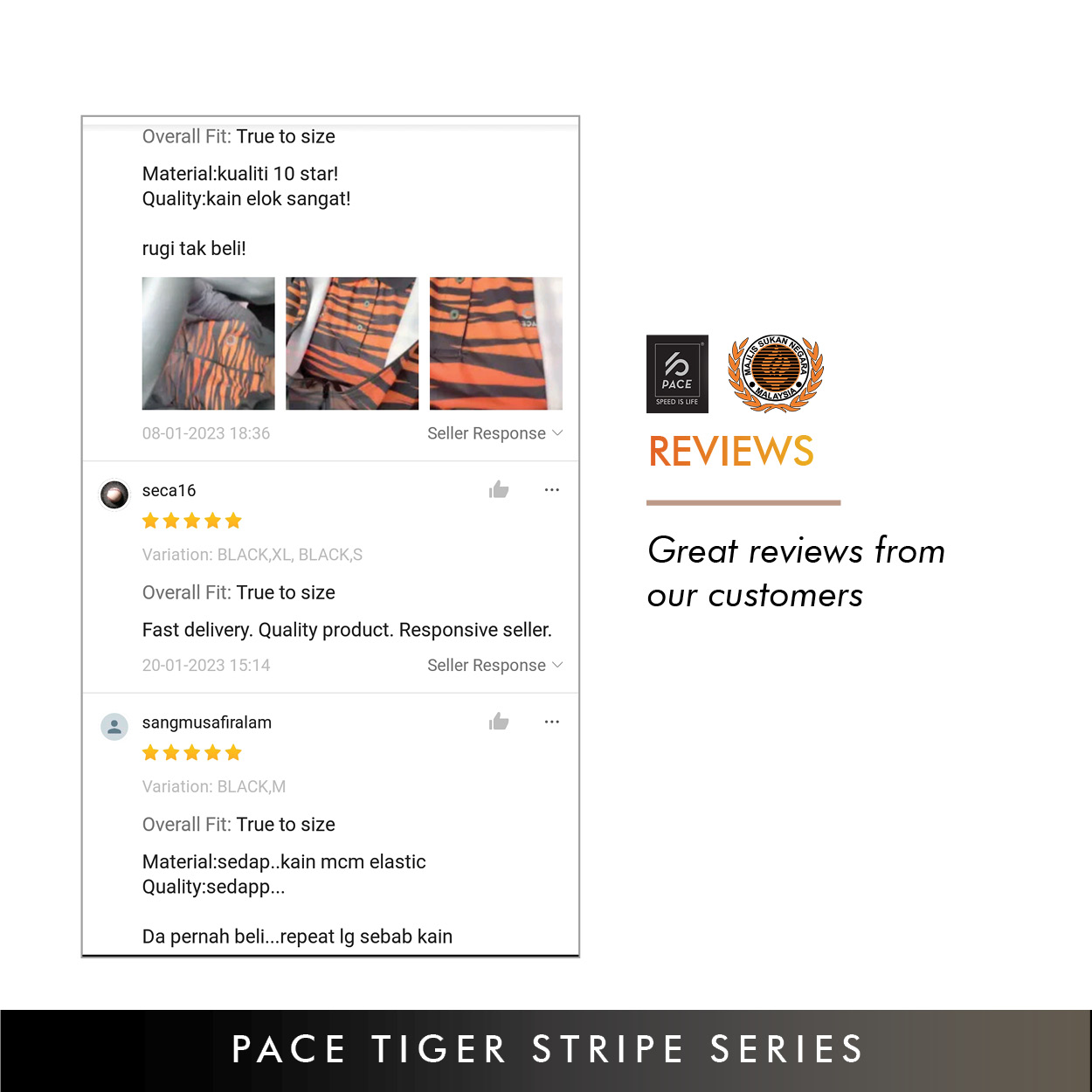 PACE TIGER STRIPE SERIES -TEAM MALAYSIA POLO TEE - ORG