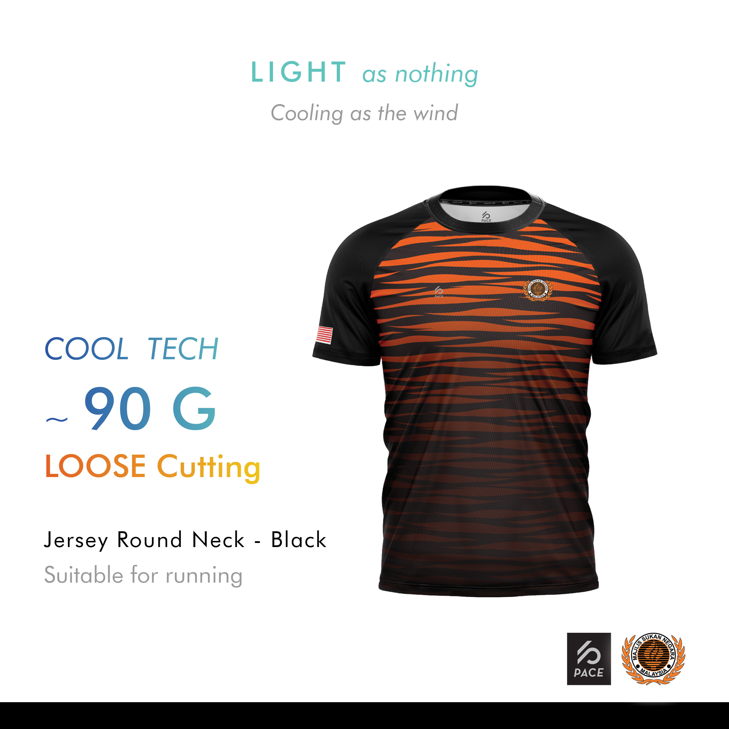 Tiger stripe series - Team malaysia jersey round neck - Original PACE X MSN