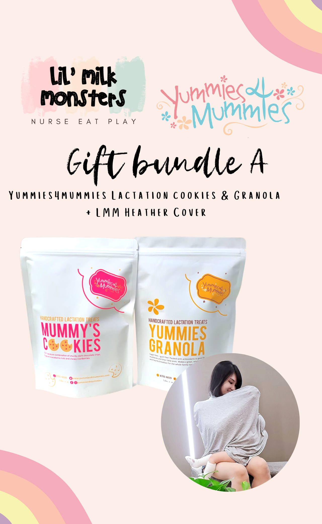 New Mum Gift Set - Nursing Cover + LactationCookies + LactationGranola