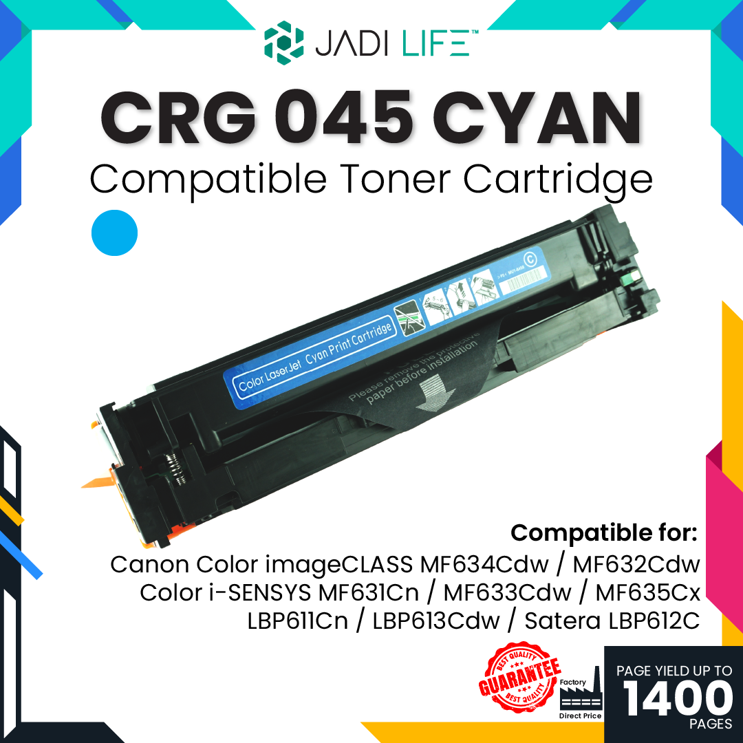 Compatible CRG 045 CMYK Laser Toner Cartridge For Canon Color imageCLASS MF634CDW / MF632CDW / LBP612CDW / Color i-SENSYS MF631CN / MF633CDW / MF635CX / LBP611CN / LBP613CDW / Satera LBP612C / LBP611C / MF634CDW / MF632CDW