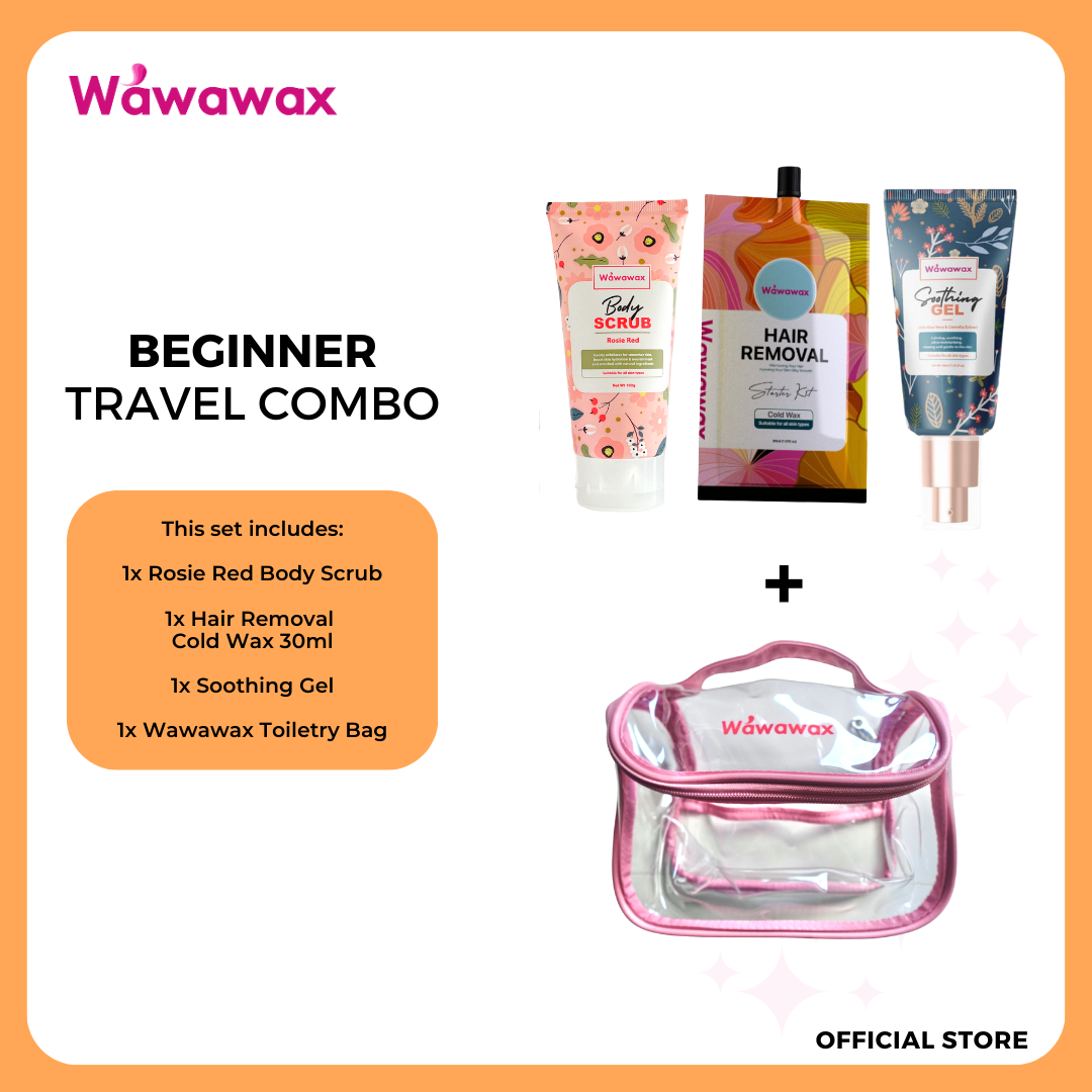 Wawawax Beginner Travel Combo (Starter Kit + Scrub + Soothing Gel + Toiletry Bag)