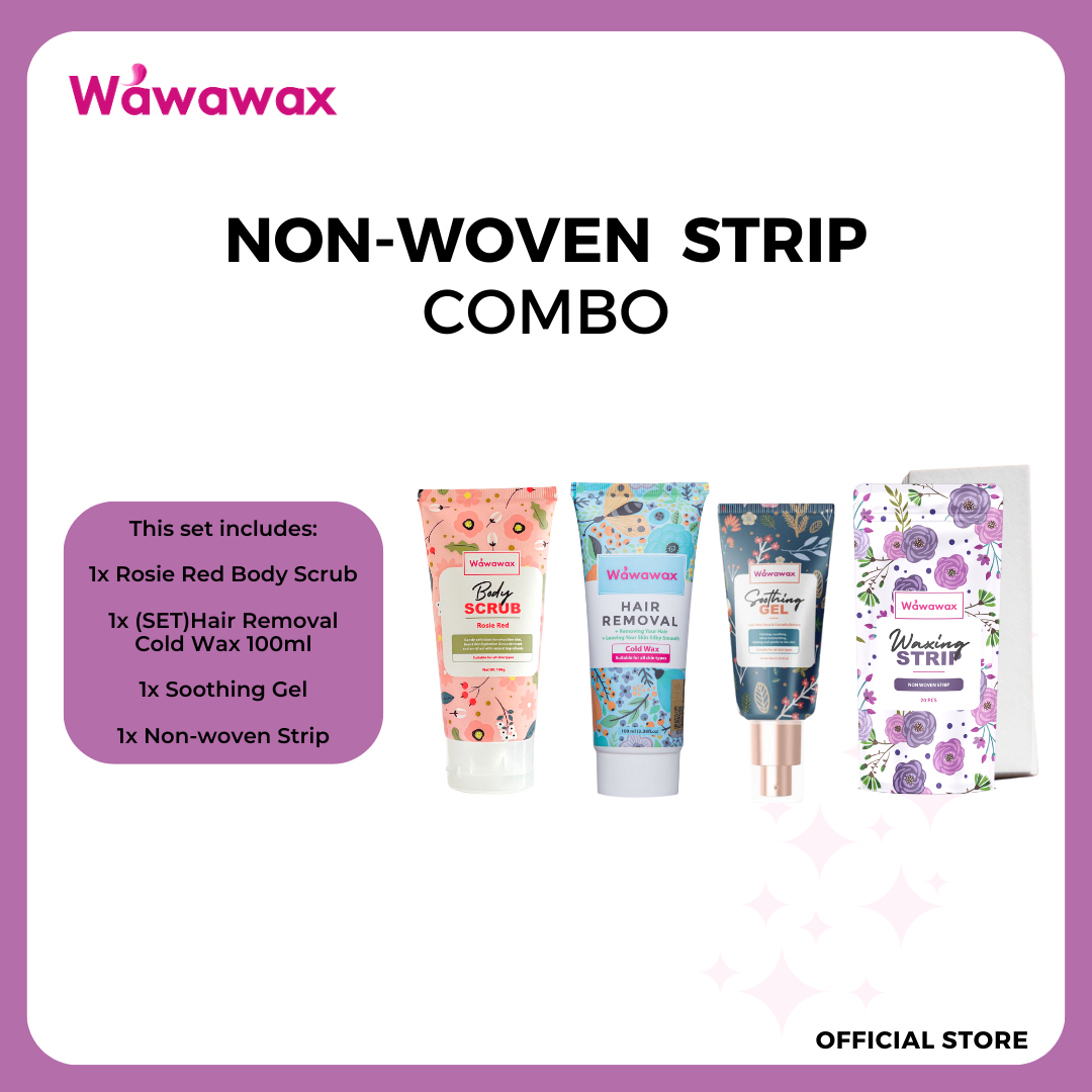 Wawawax Non-Woven Waxing Strip Combo (Wax + Scrub + Soothing Gel + Non-woven Strip)