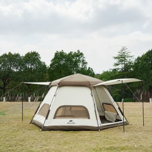 キャンプテント ワンタッチテント 六角形構造 簡単設営3~4人用テント Naturehike 六角形 ワンタッチテント 4～5人用 ‎ロッジ型 UPF50+