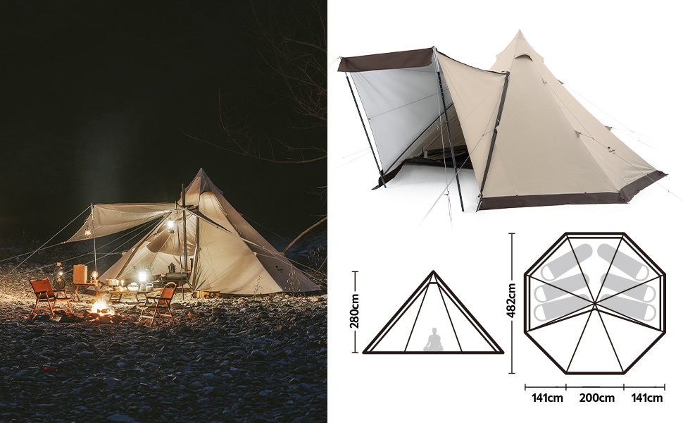 ワンポールテント キャノピー付き