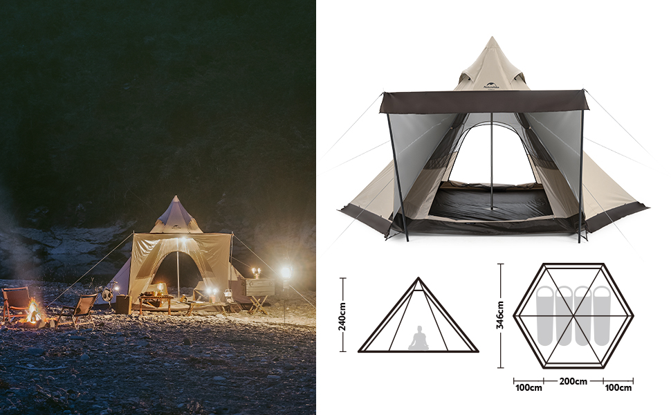 ワンポールテント キャノピー付き