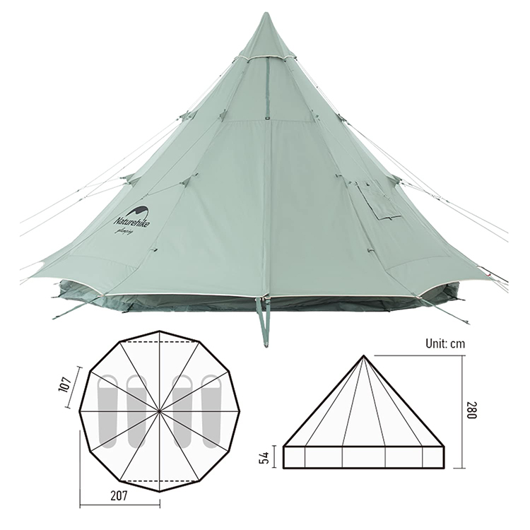 新品 Naturehikeポリコットンワンポールテント Brighten12.3 Naturehike Brighten12.3 ワンポールテント 広いスペース グラン