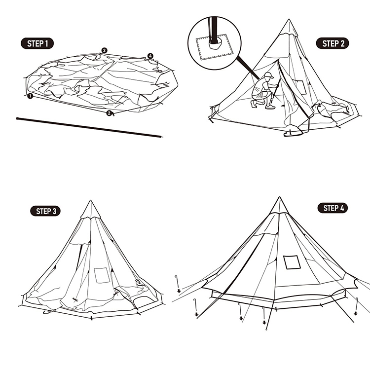 ネイチャーハイク コットンワンポールテント 広いスペース-Naturehike