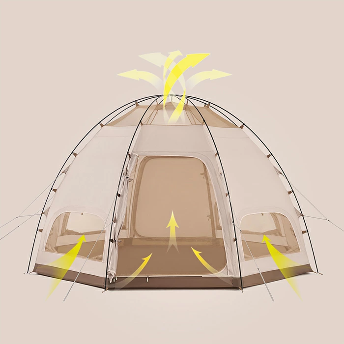 ネイチャーハイク ファミリーテント 4人用 専用グランドシート付き 天井高205cm　-Naturehike