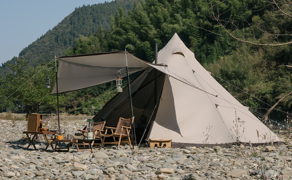 ワンポールテント キャノピー付き