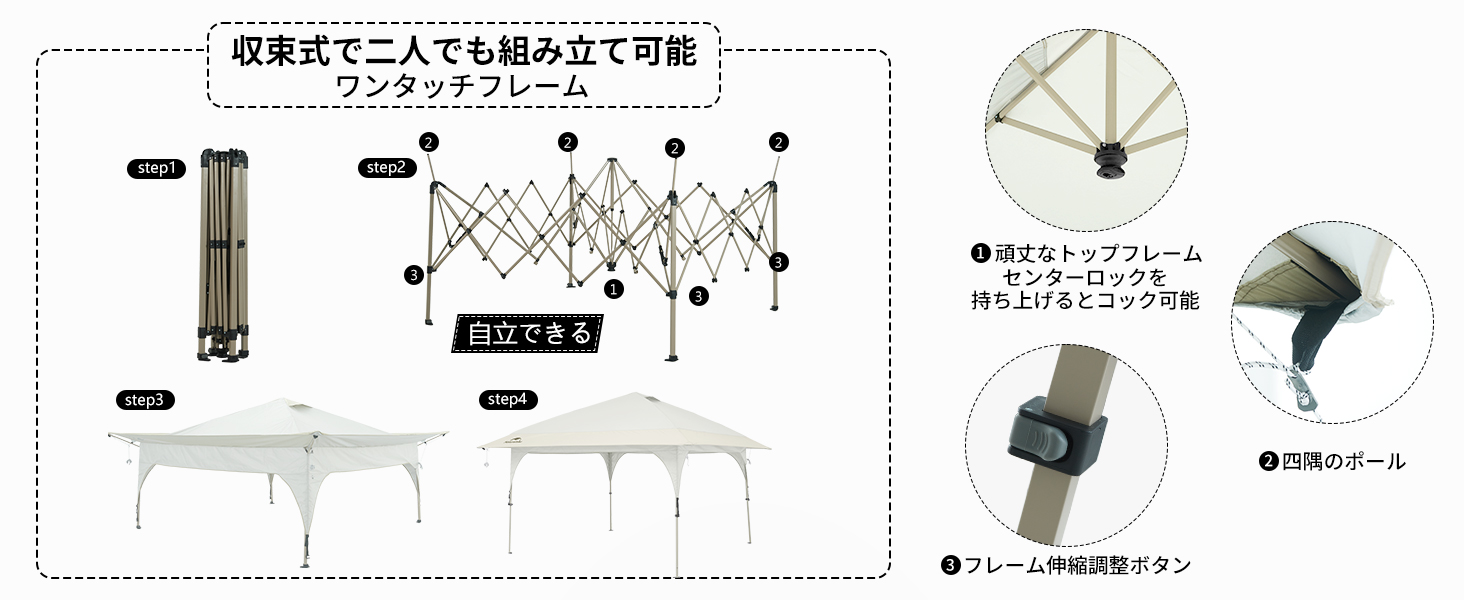 Naturehike ワンタッチタープテント 組立て簡単 自立式メッシュ UV