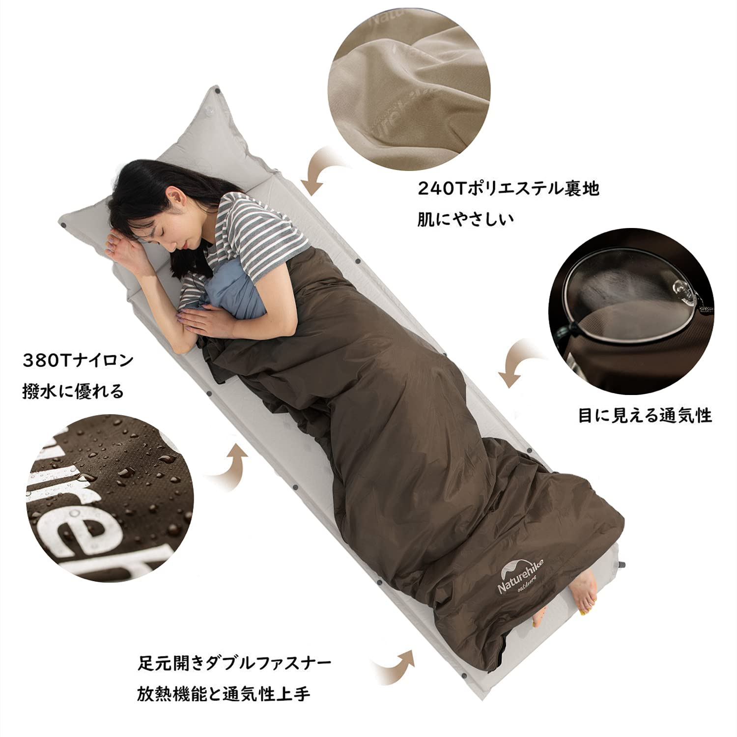 Naturehike LW180Nature寝袋洗える コンパクト 軽量 3.5シーズン