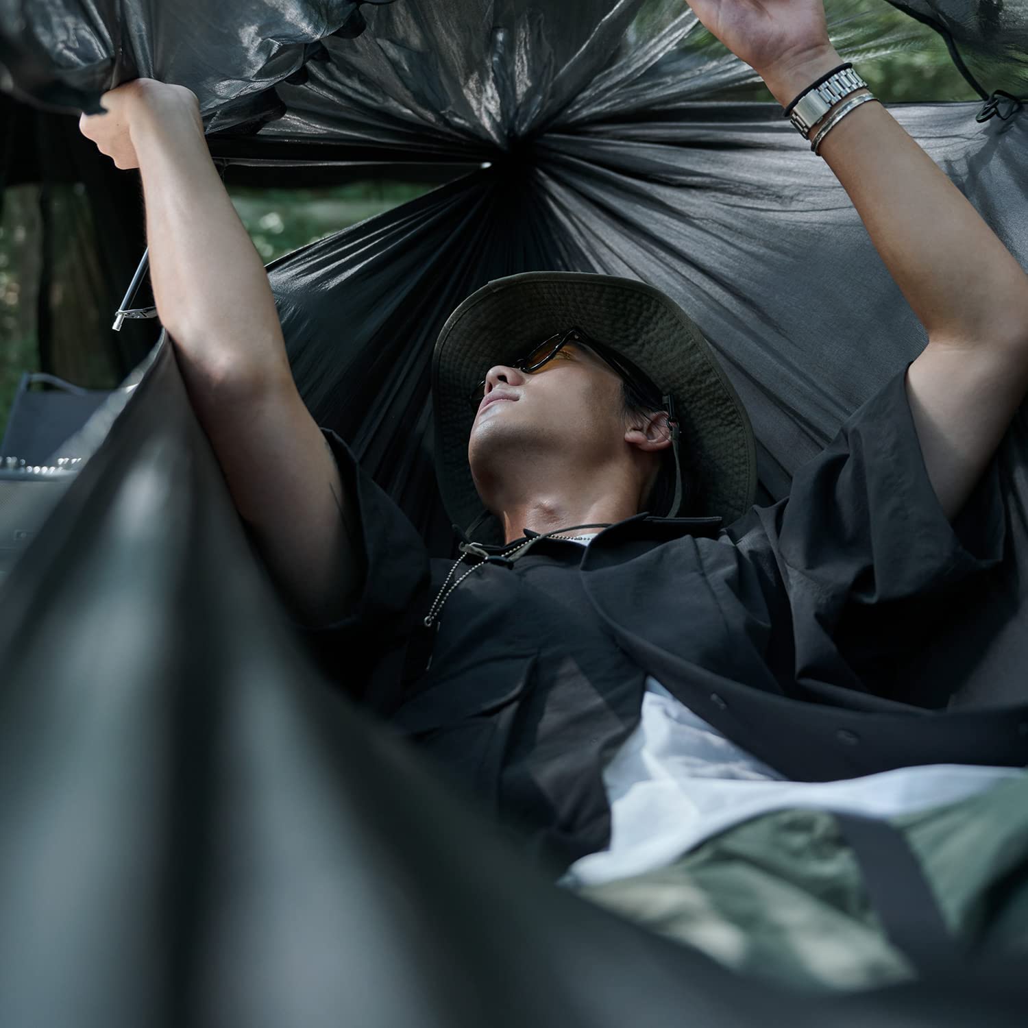 Naturehike公式ショップ ハンモック 吊り下げ式 蚊帳付き 耐荷重200kg ポール付き ソロキャンプ -Naturehike