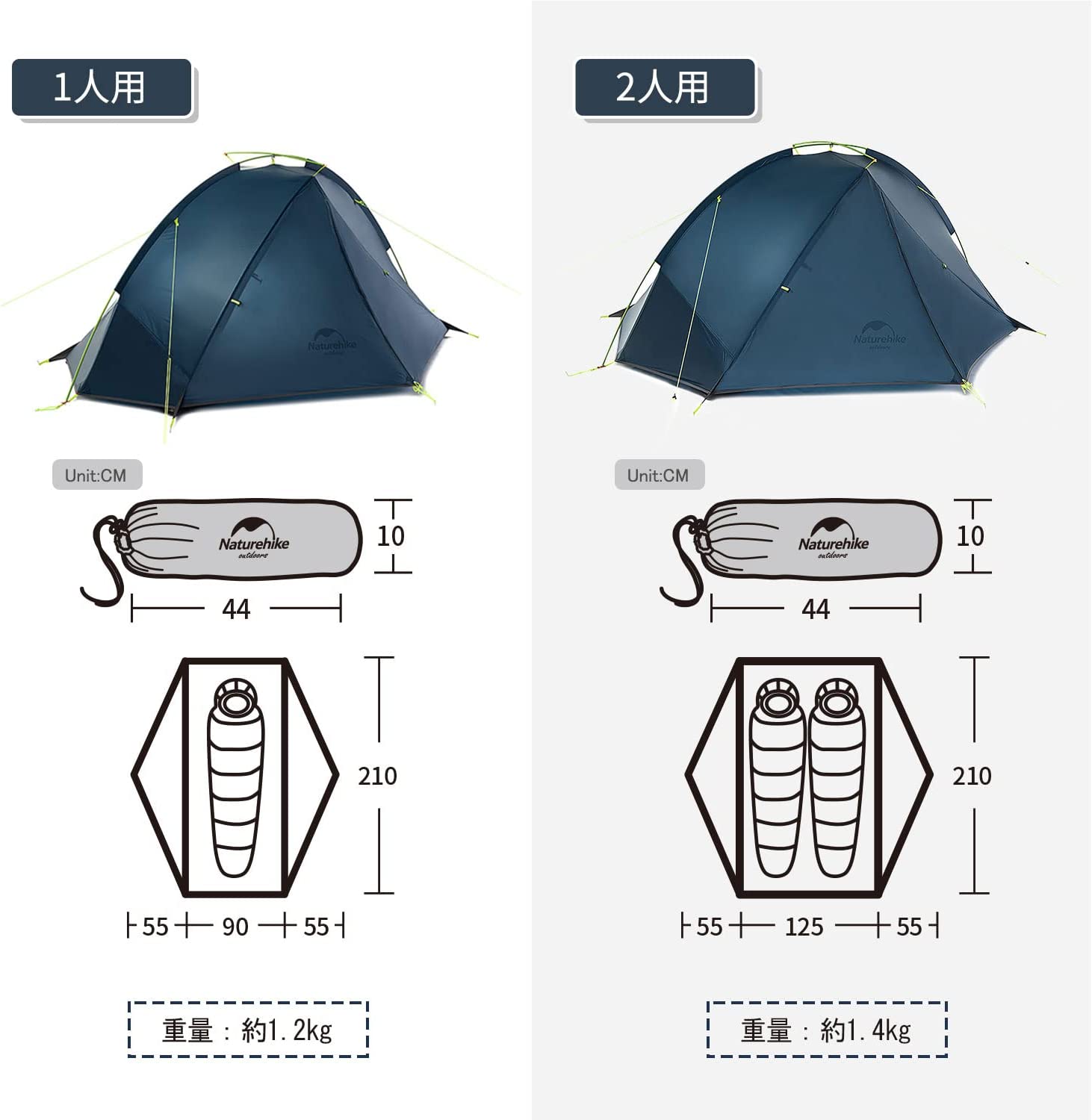 Naturehike公式ショップ ソロテント 軽量テント 1人用 2人用 前室あり 耐水圧4000mm防風防水 防災用 野外用-Naturehike