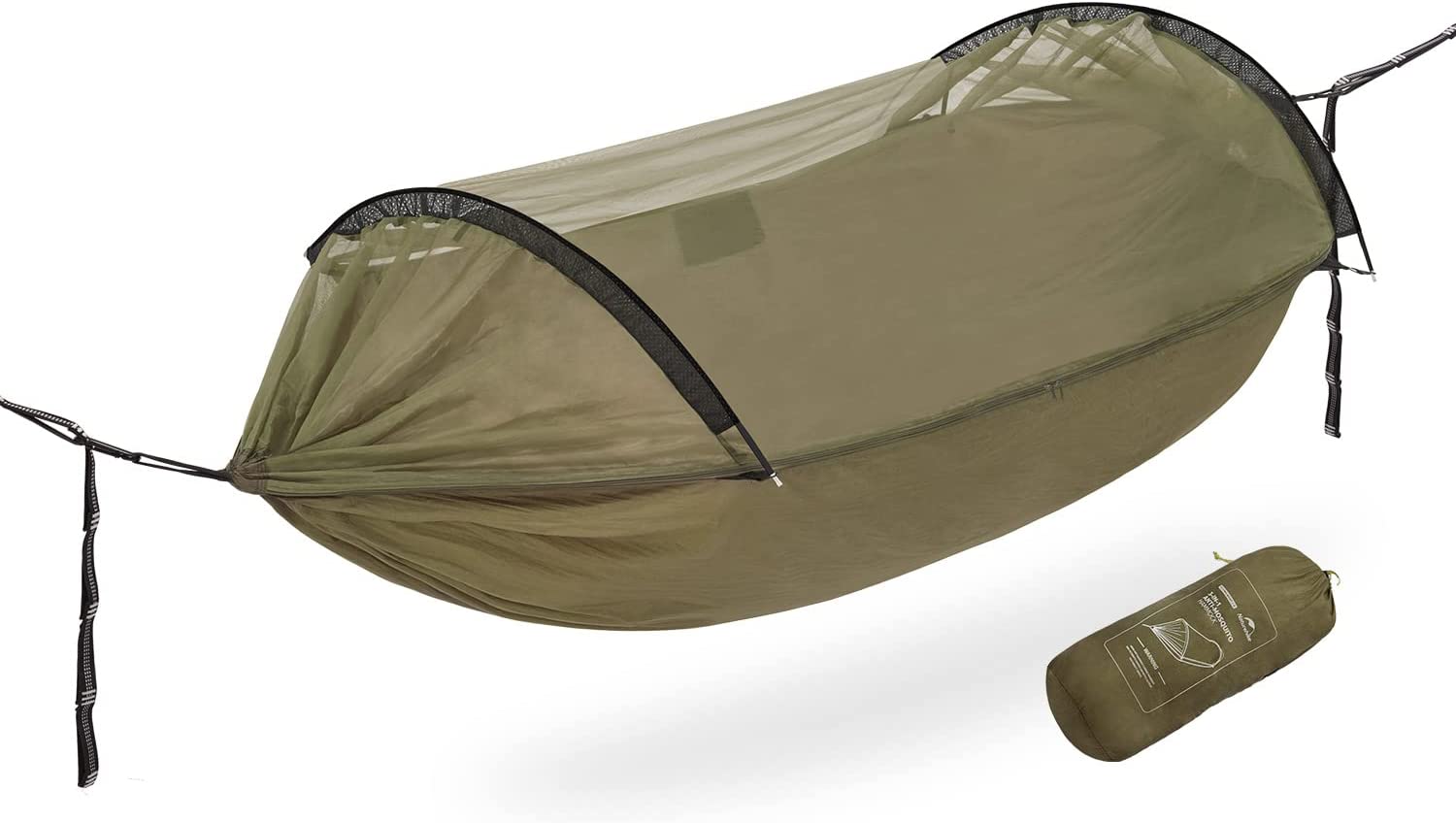 Naturehike公式ショップ ハンモック 吊り下げ式 蚊帳付き 耐荷重200kg ポール付き ソロキャンプ -Naturehike