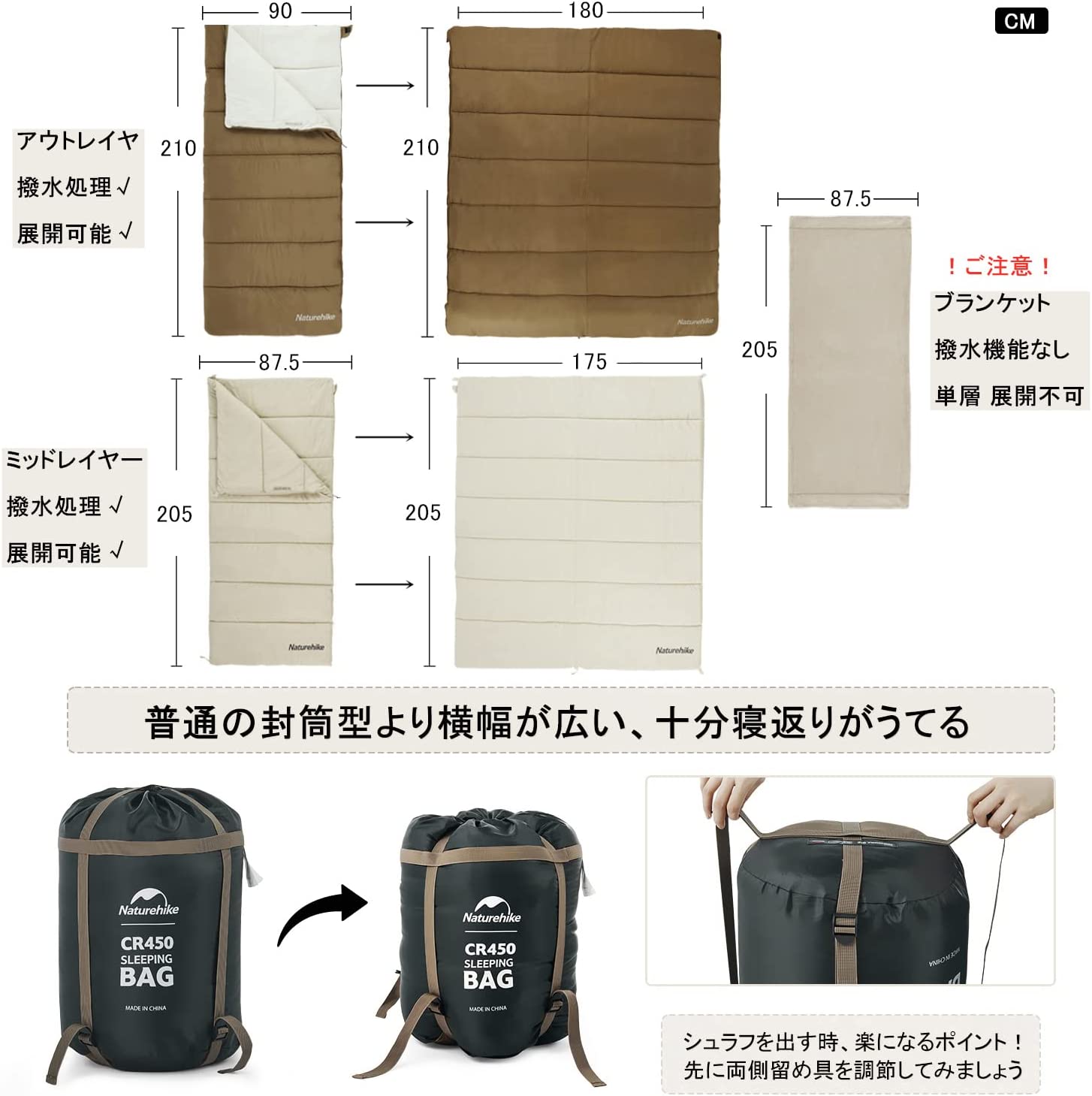 Naturehike シュラフ 寝袋 多層 4シーズン 封筒型 マルチレイヤー 快適