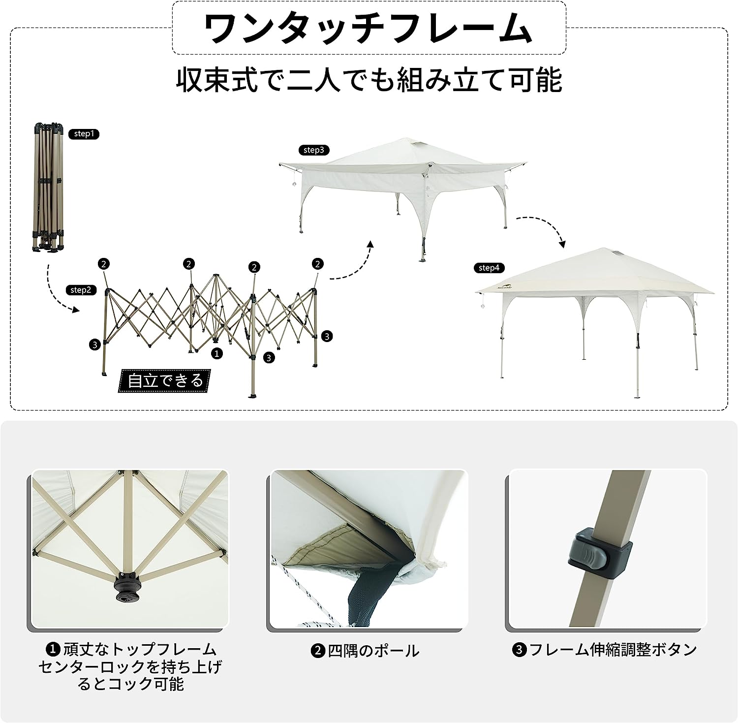 Naturehike ワンタッチタープテント 組立て簡単 自立式メッシュ UV