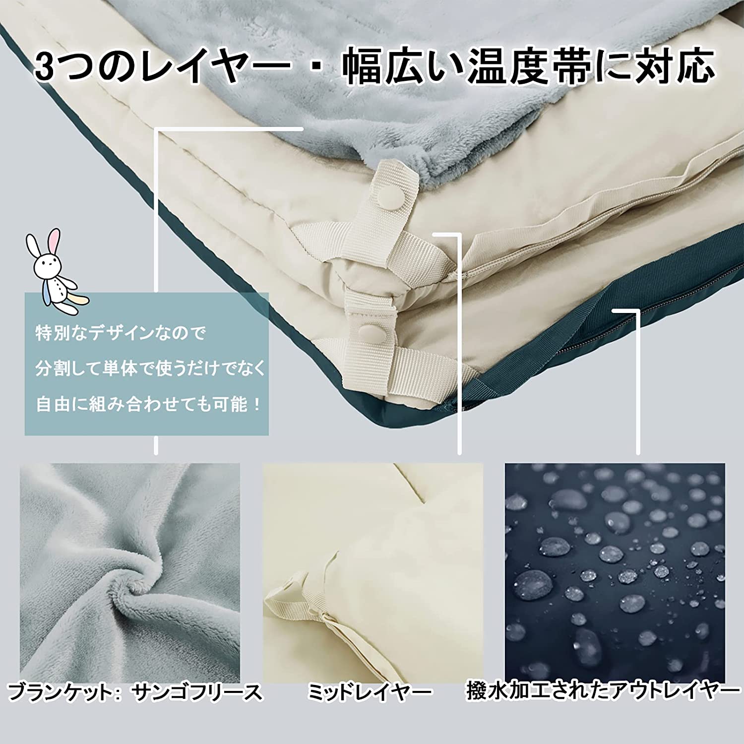 ネイチャーハイク封筒型シュラフ 快適温度-5～13℃ 分割しても使用可能-Naturehike