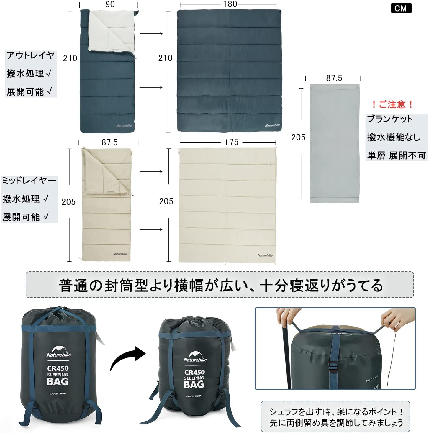 Naturehike シュラフ 寝袋 多層 4シーズン 封筒型 マルチレイヤー 快適