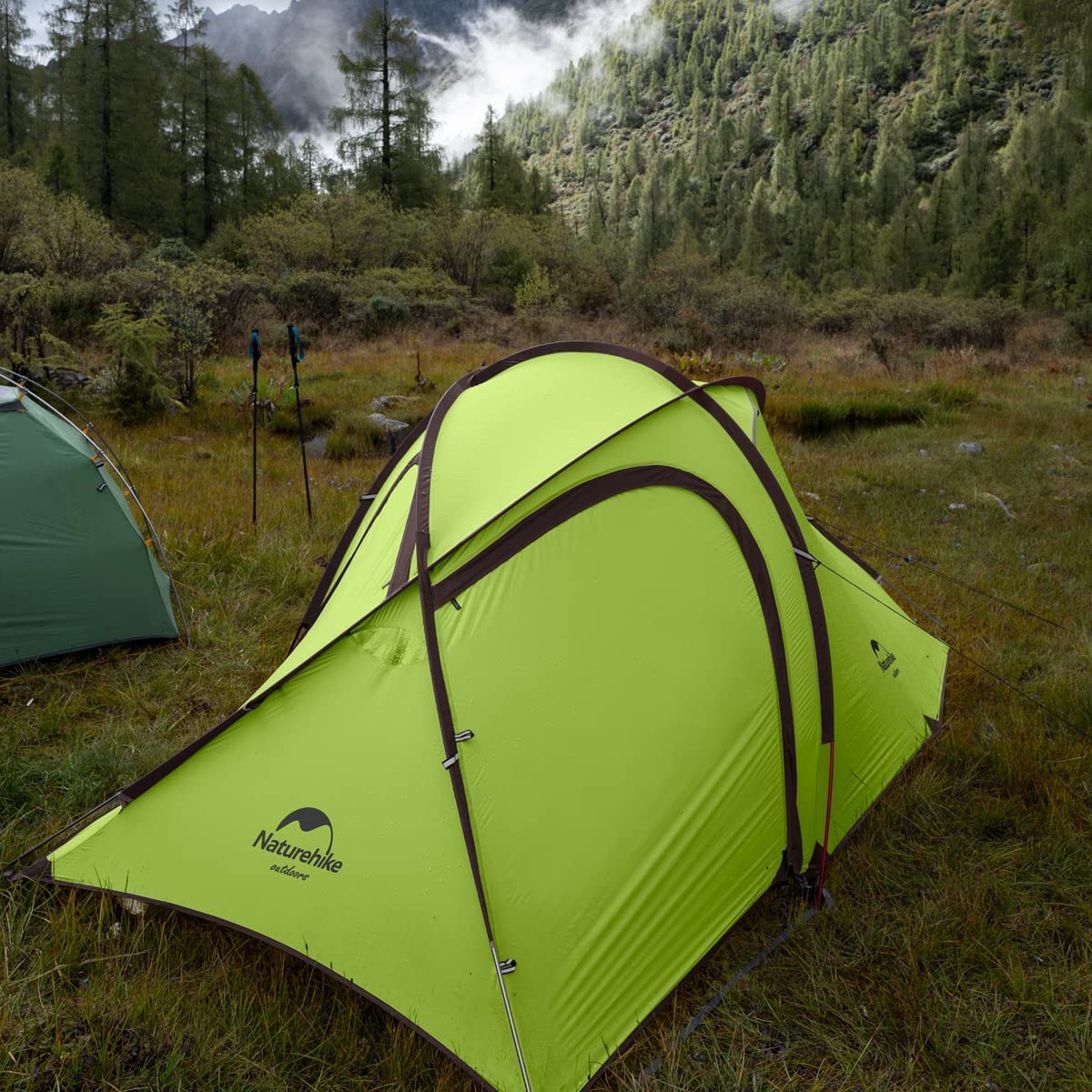 オリジナル Naturehike テント 自立式 Hiby3 2-3人用 2ルーム 超軽量 広い前室 タープスペース付き 二重層構造 アウトドア  キャンプ 登山 防雨 防風 防災