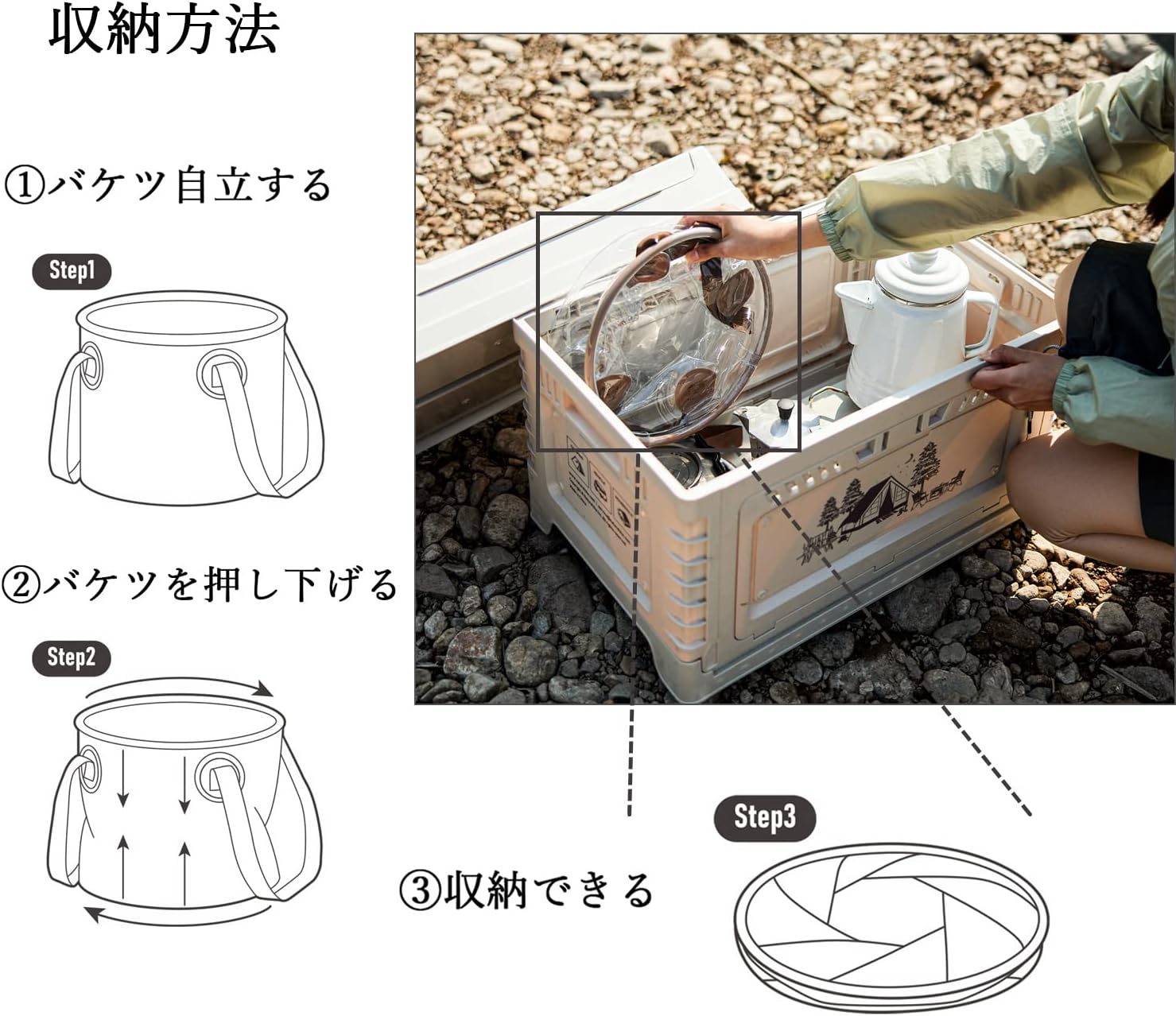 ネイチャーハイク 円型コンパクト おりたたみ ポータブルバケツ10L 20L-Naturehike