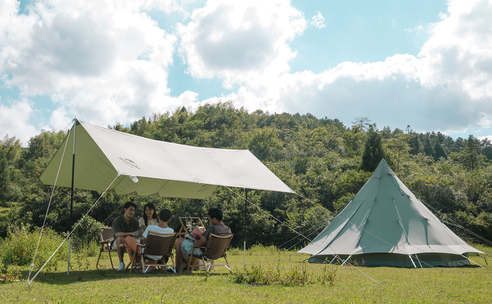 ネイチャーハイク タープ tcタープ たーぷ 大型 サンシェルター サンシェード 日よけ 遮光 遮熱 難燃 ポール付き コンパクト 丈夫 耐久性優れ アウトドア ピクニック