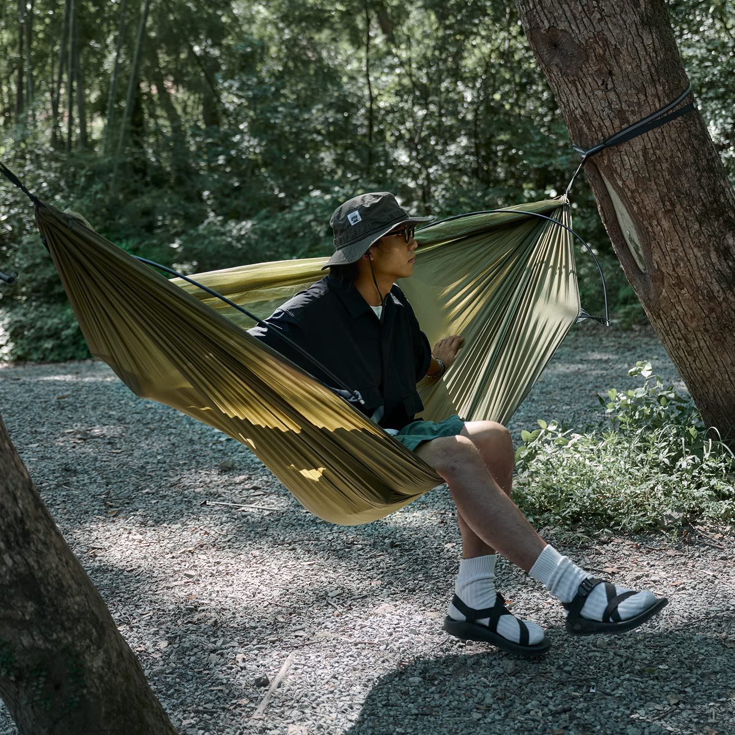 Naturehike公式ショップ ハンモック 吊り下げ式 蚊帳付き 耐荷重200kg ポール付き ソロキャンプ -Naturehike