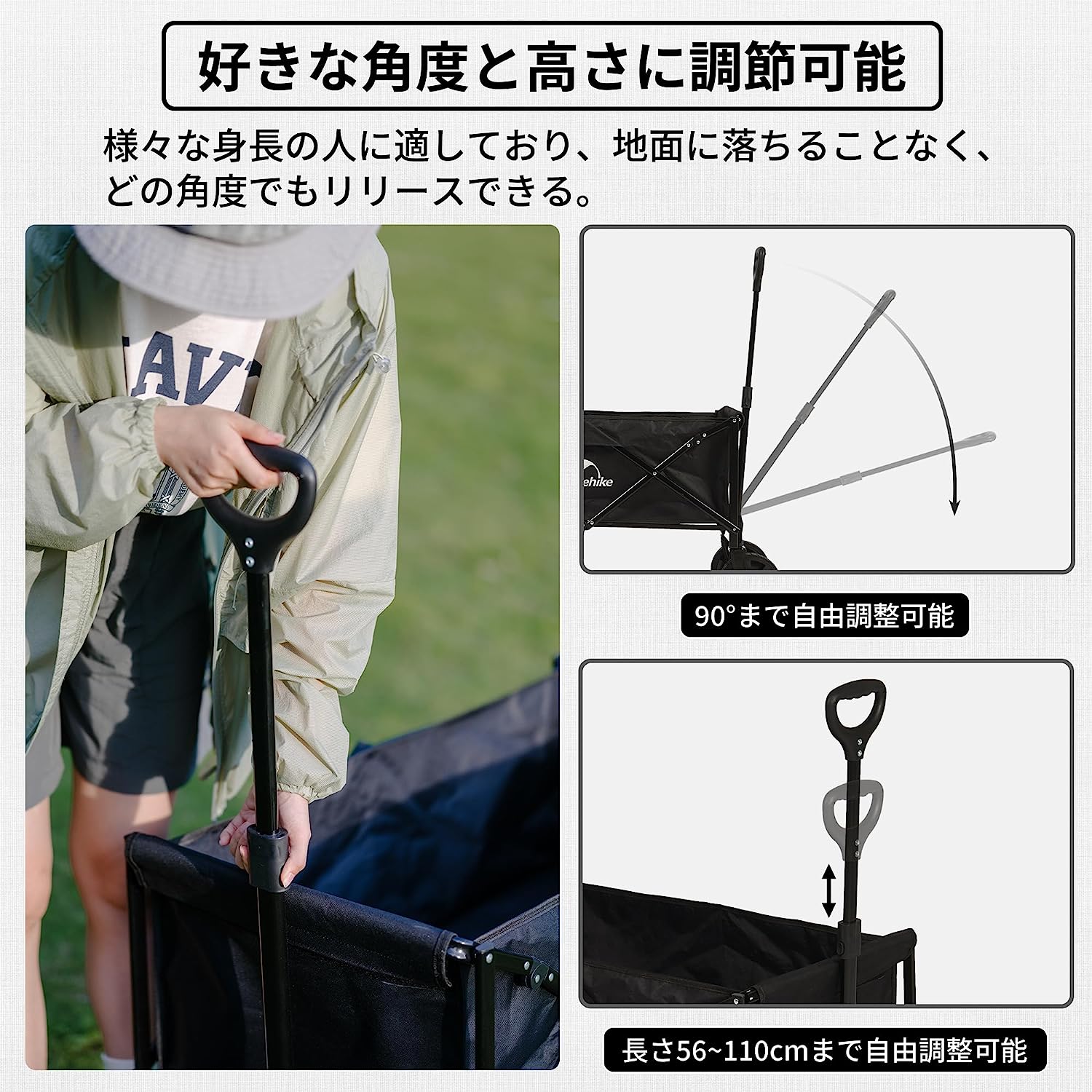 ネイチャーハイク  キャリーワゴン 大容量113L 耐荷重100kg  カバーを取り外し可　軽量-Naturehike