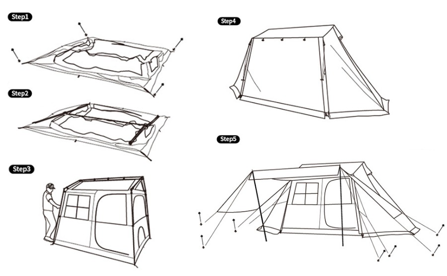 Naturehike Village5.0 ワンタッチ テント 2~4人用 ロッジ型