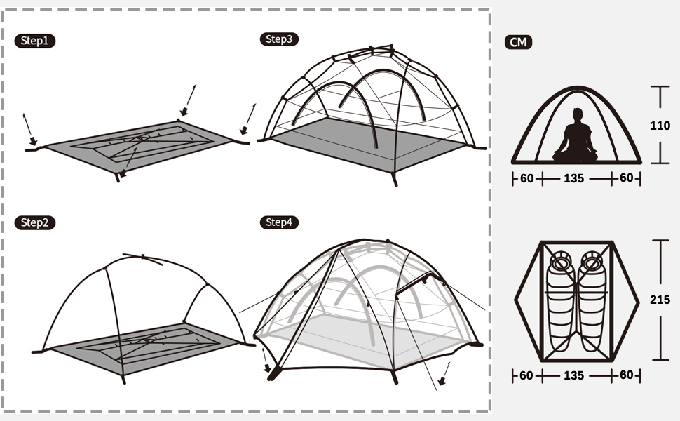 Naturehike テント 2人用 アウトドア ダブルウォール 超軽量 4シーズン